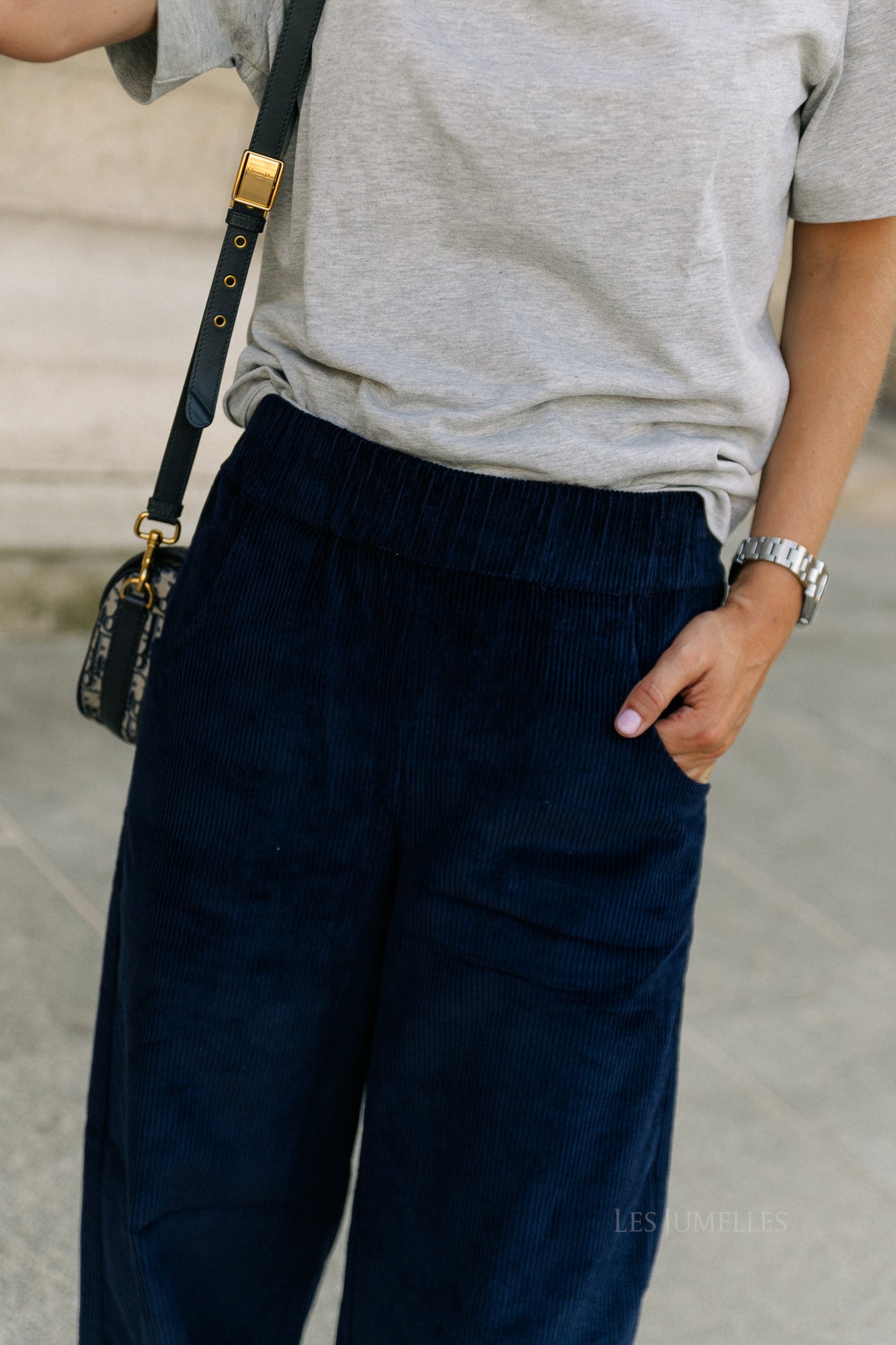 Norma wide velvet pants navy