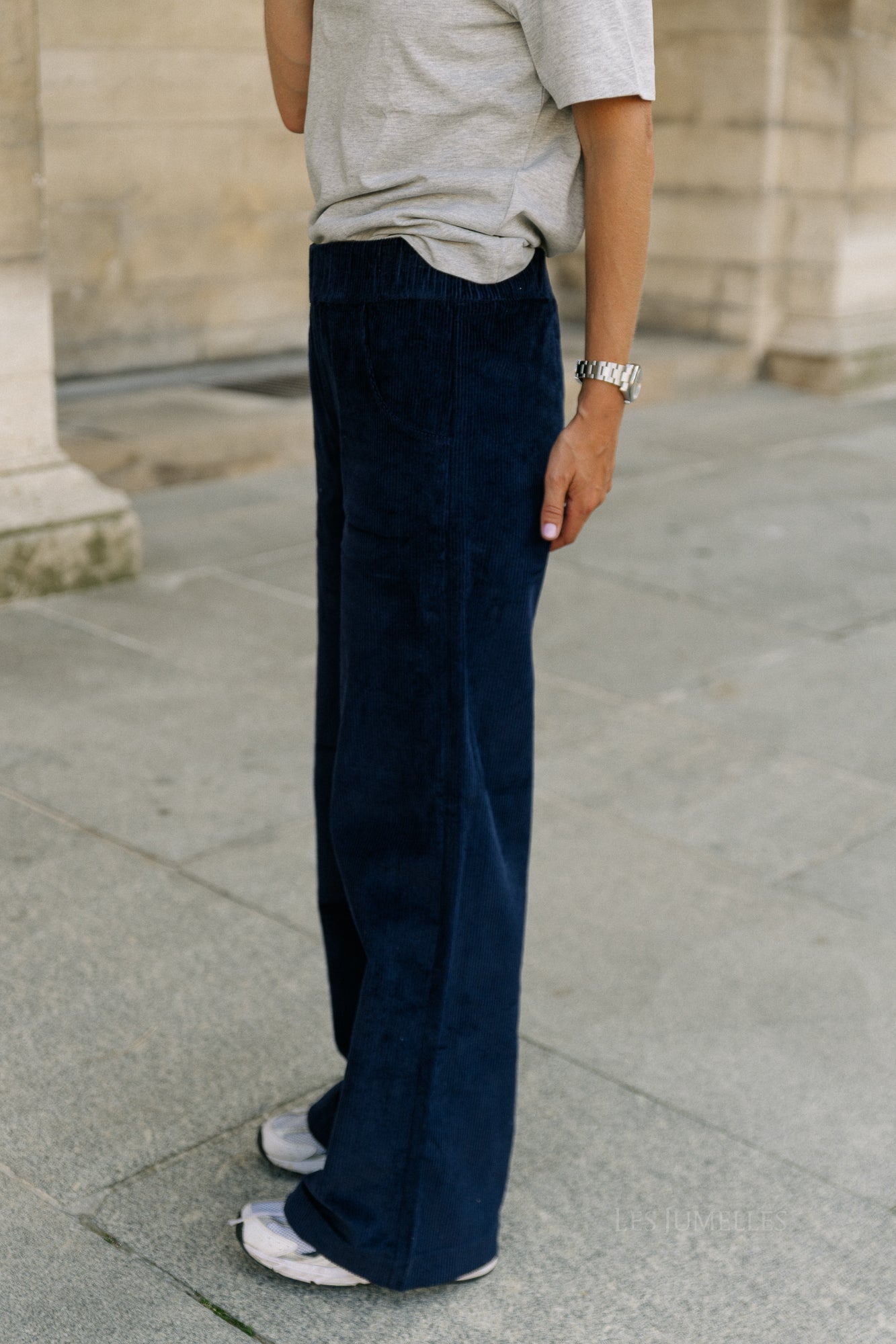 Norma wide velvet pants navy