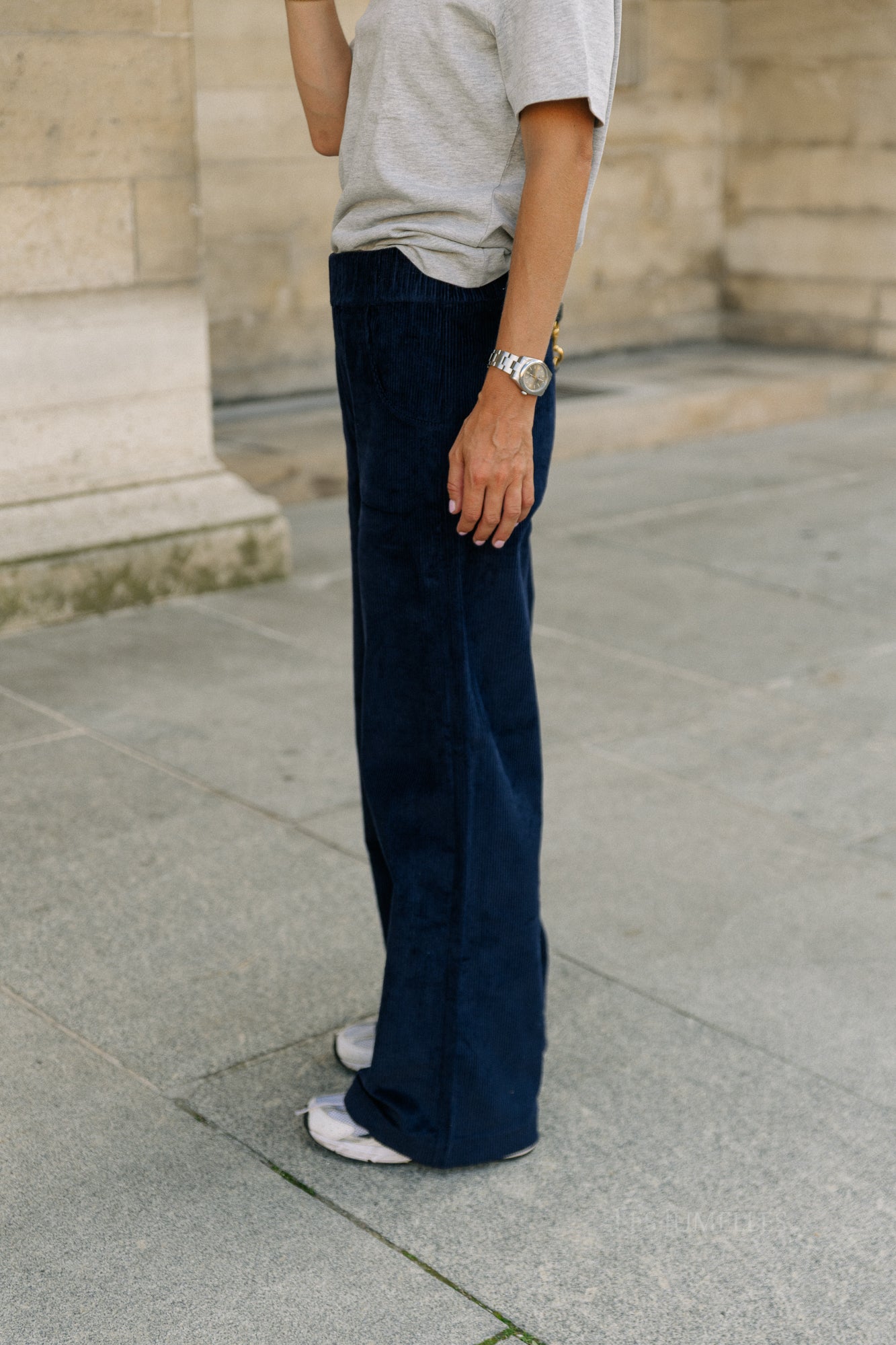 Norma wide velvet pants navy