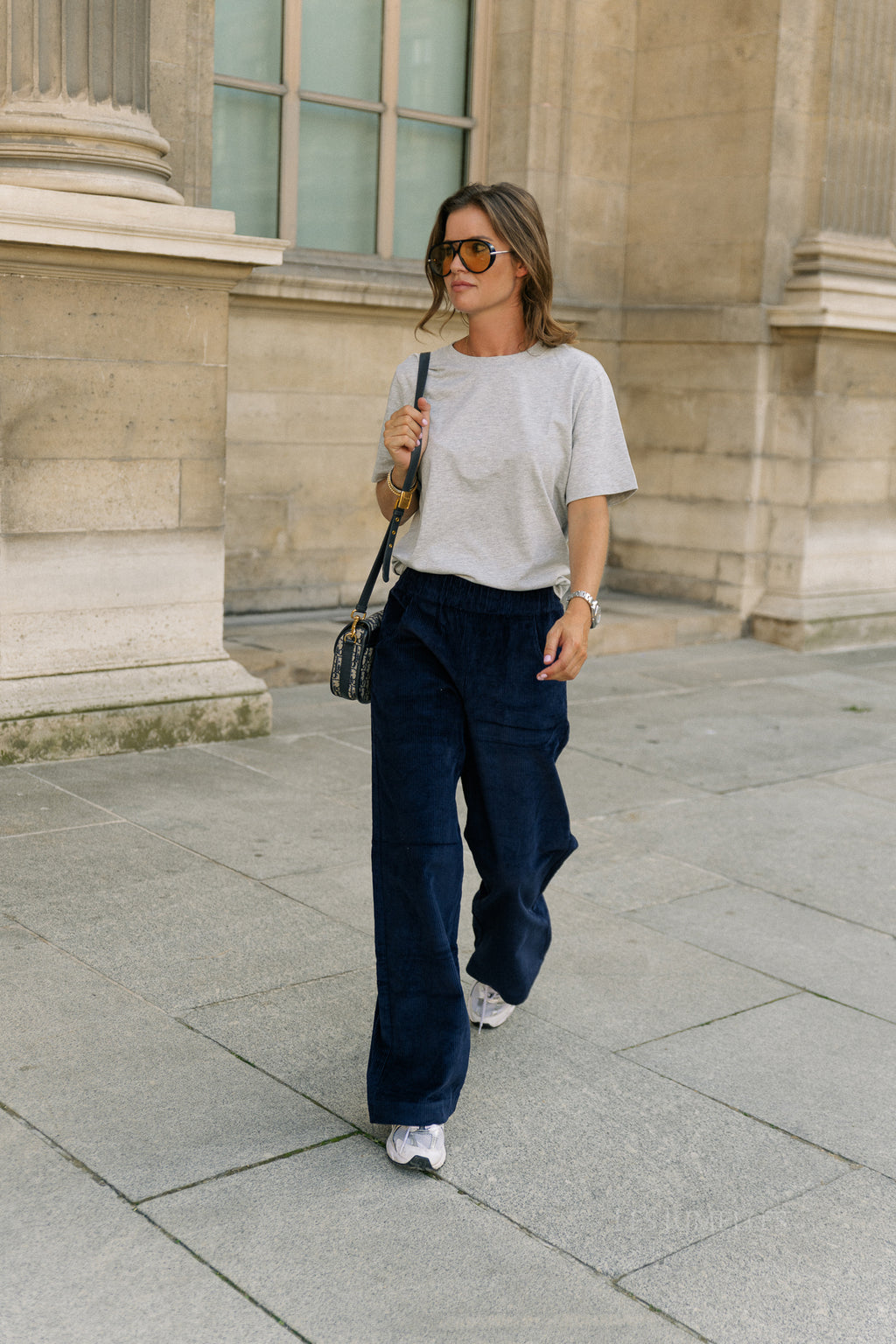 Norma wide velvet pants navy