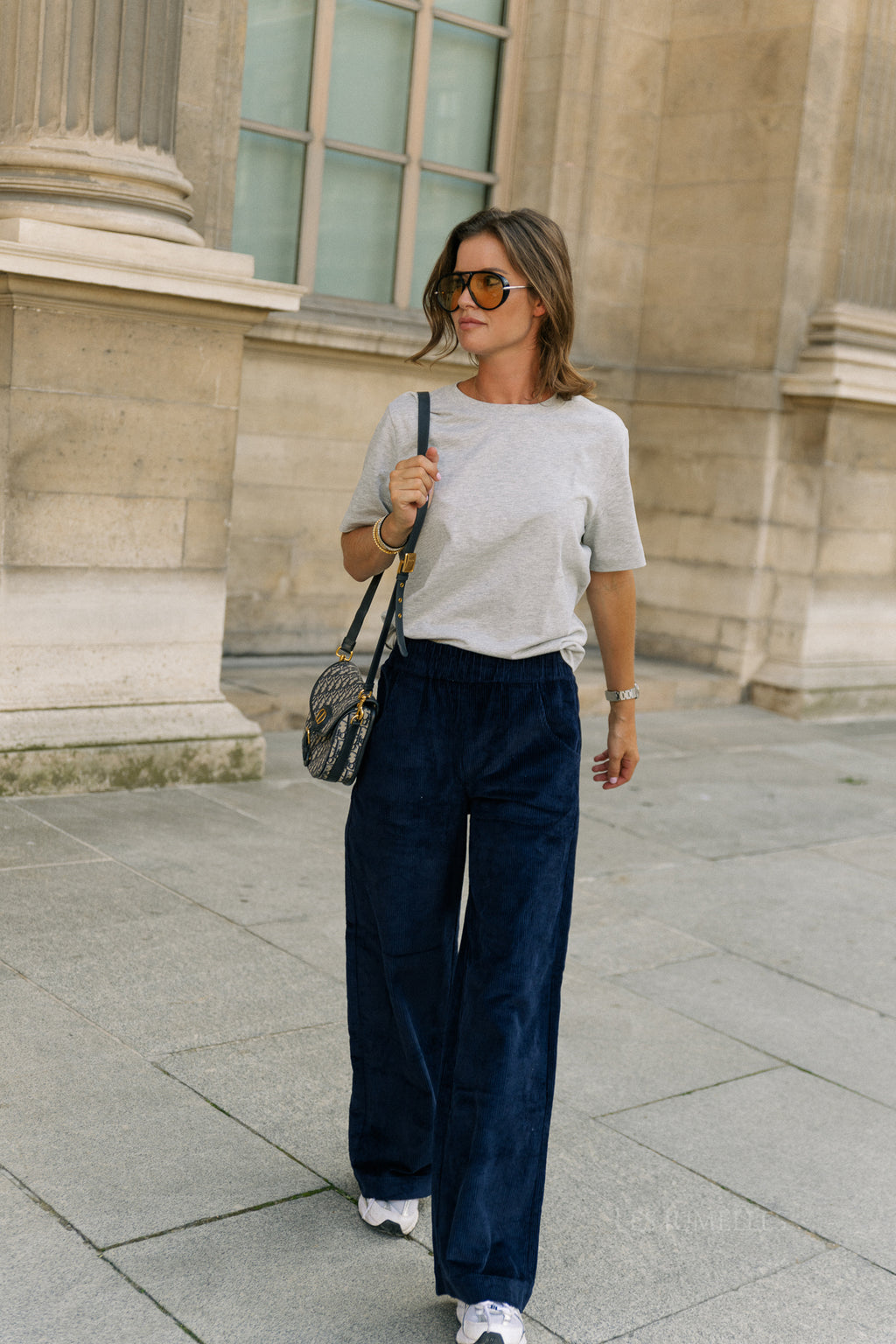 Norma wide velvet pants navy