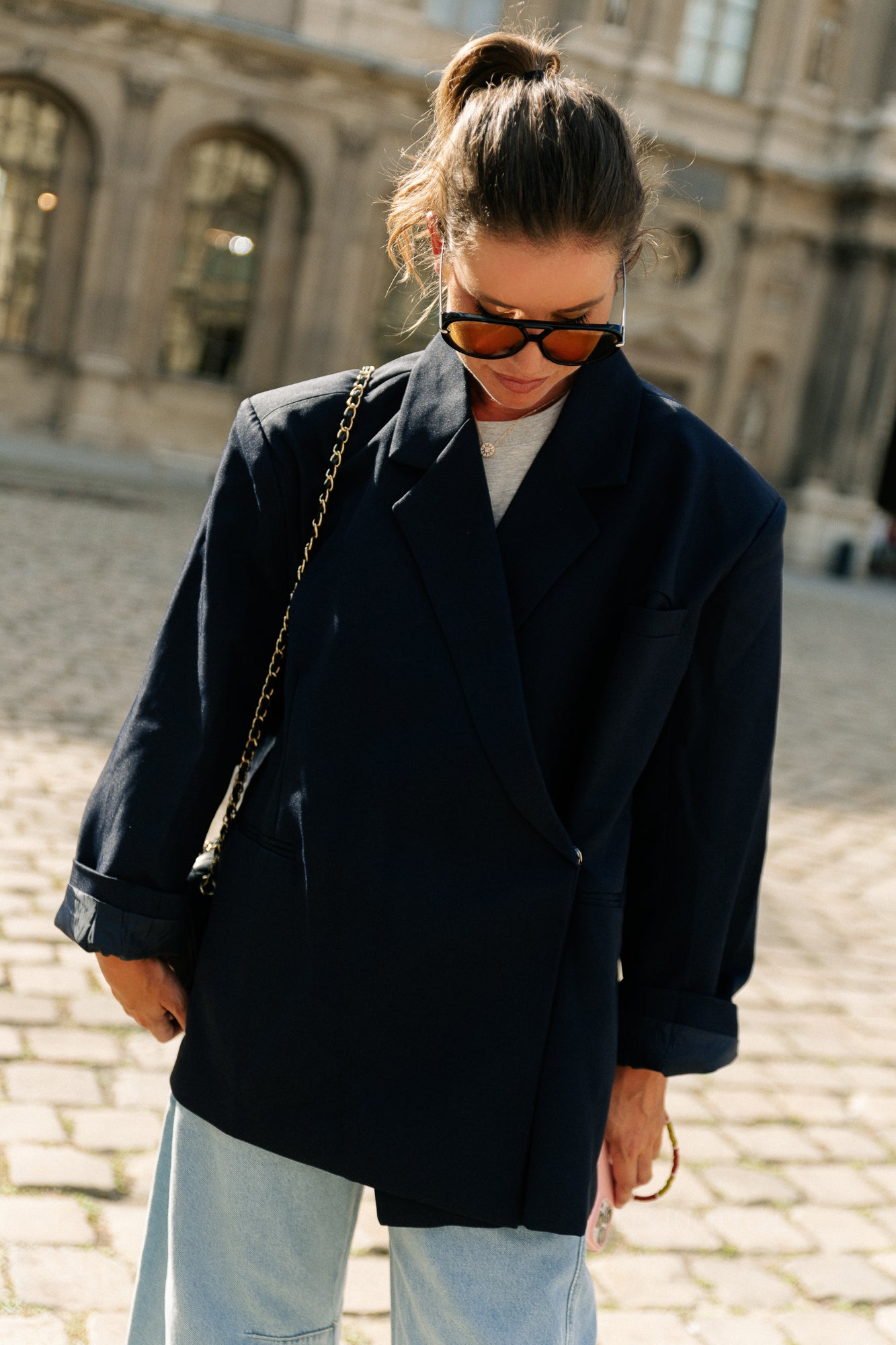 Chloe oversized blazer midnight blue
