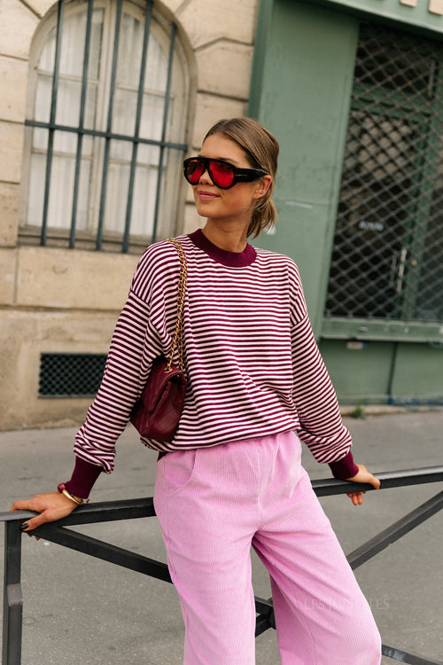 Blake striped jumper aubergine/orchid pink