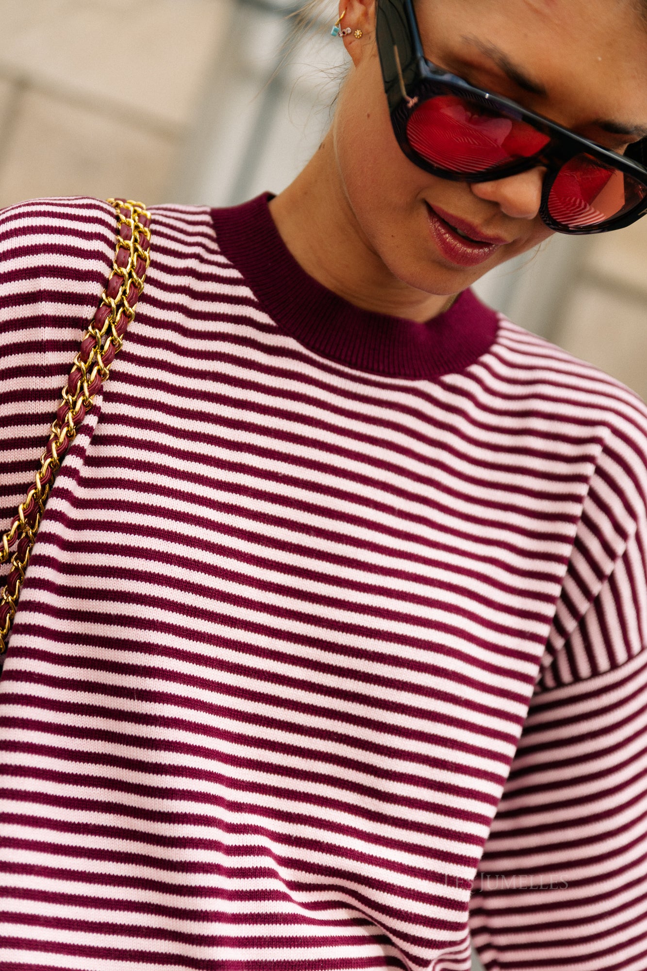 Blake striped jumper aubergine/orchid pink