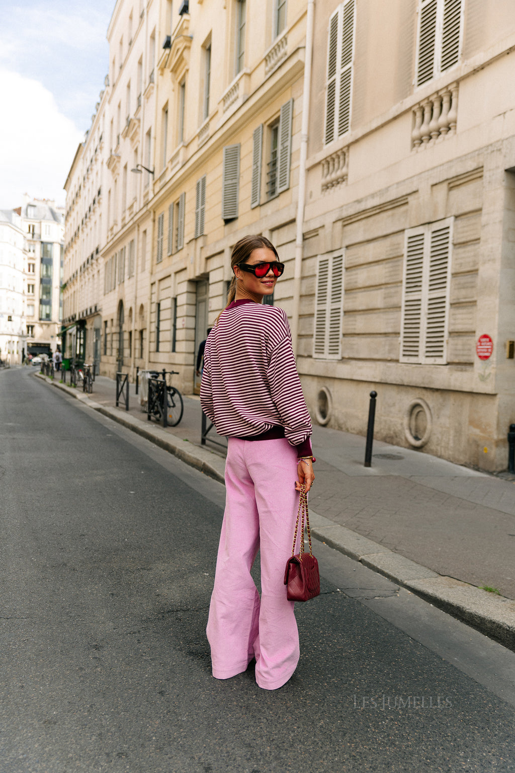 Blake striped jumper aubergine/orchid pink