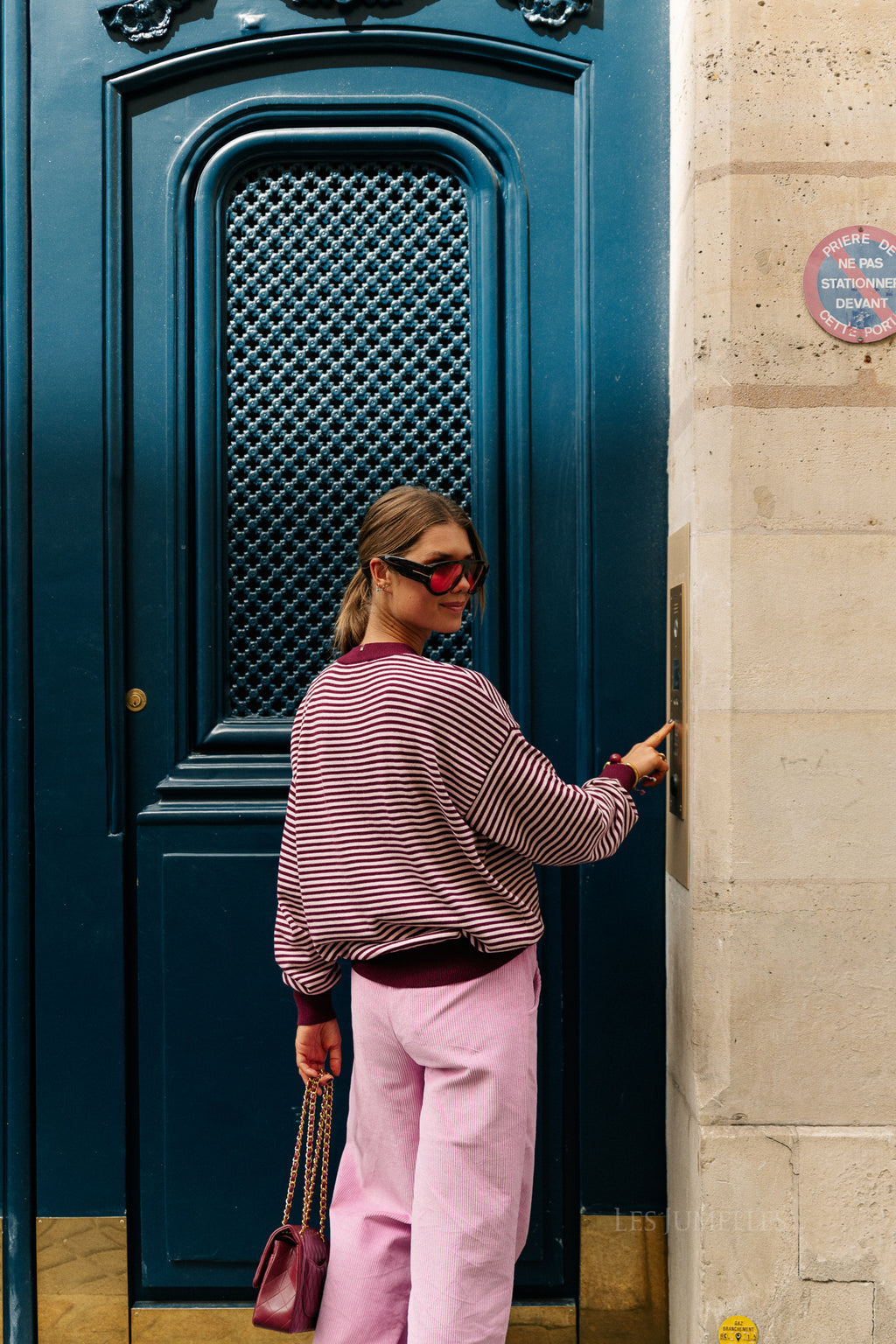 Blake striped jumper aubergine/orchid pink