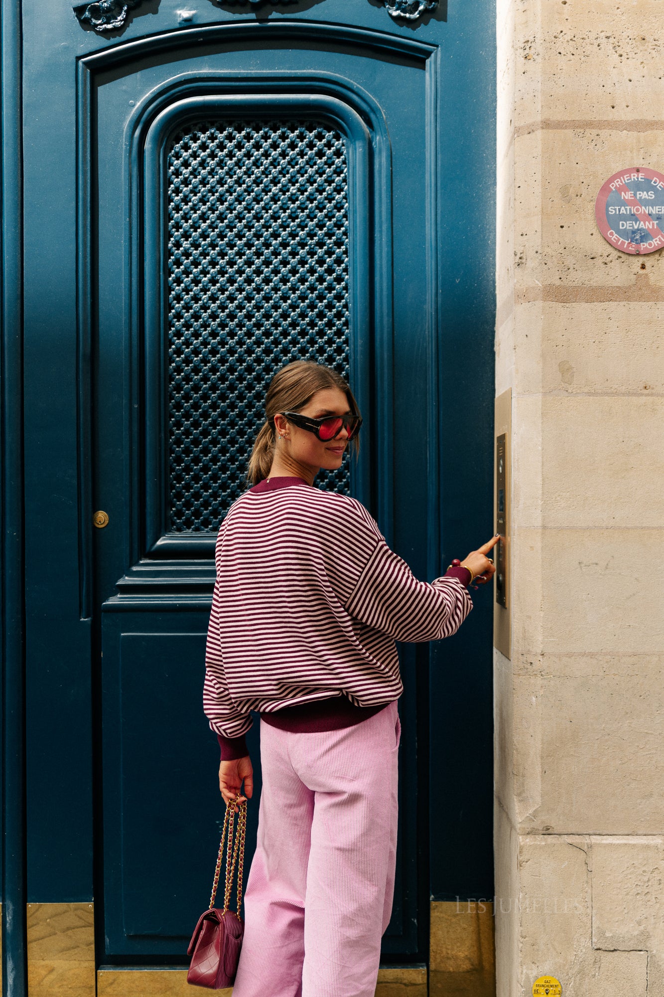 Blake striped jumper aubergine/orchid pink