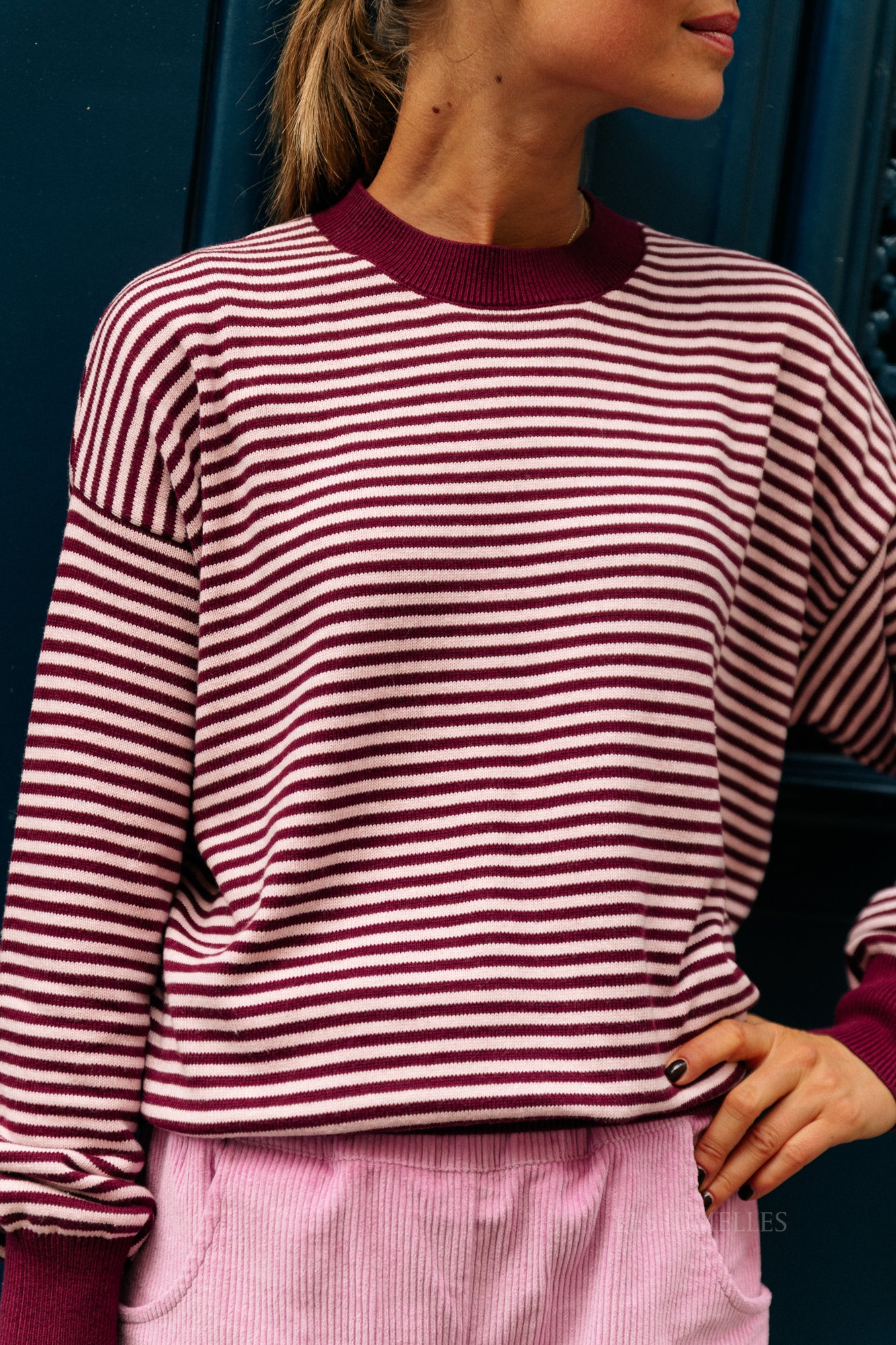 Blake striped jumper aubergine/orchid pink