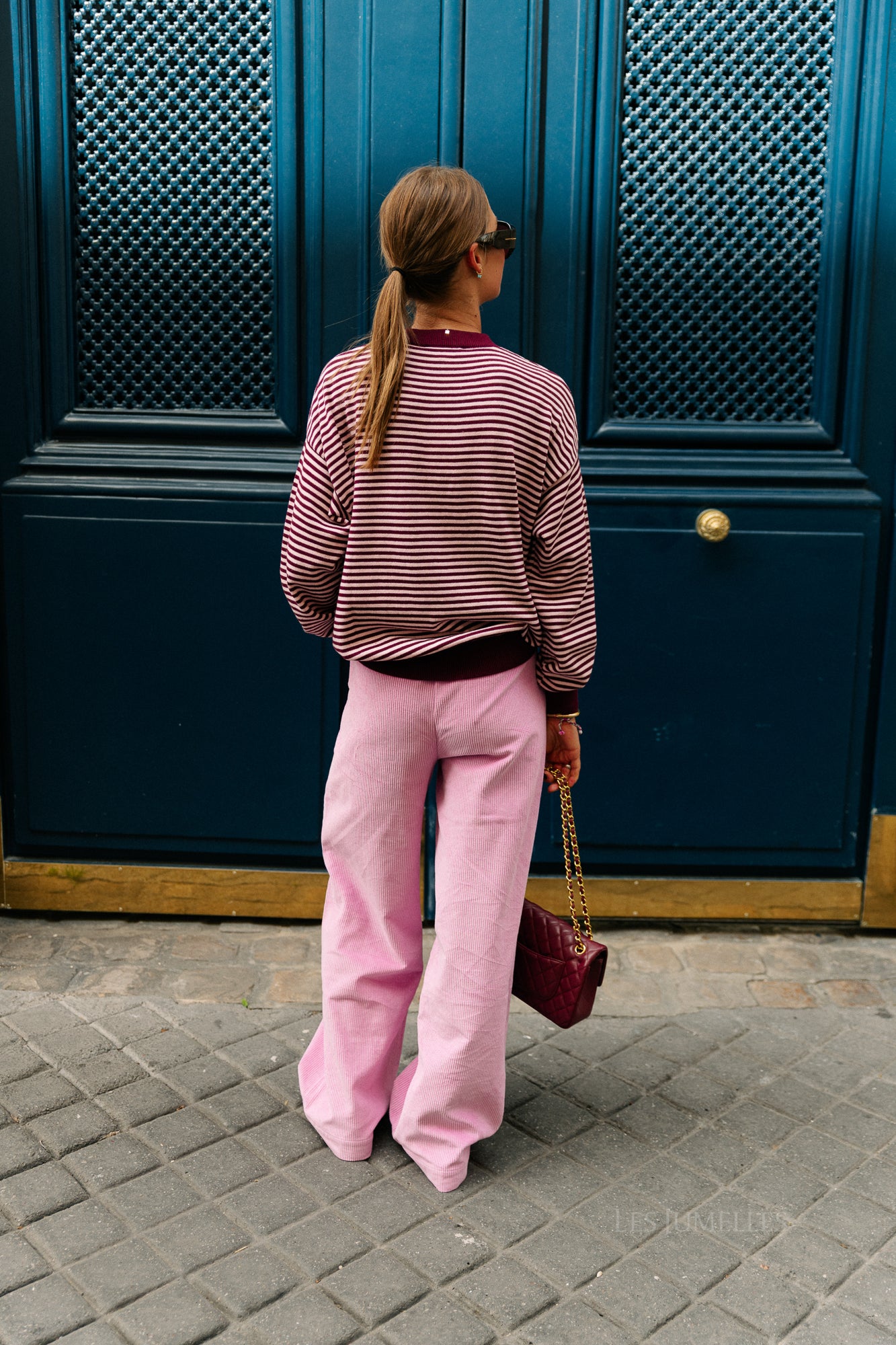 Blake striped jumper aubergine/orchid pink