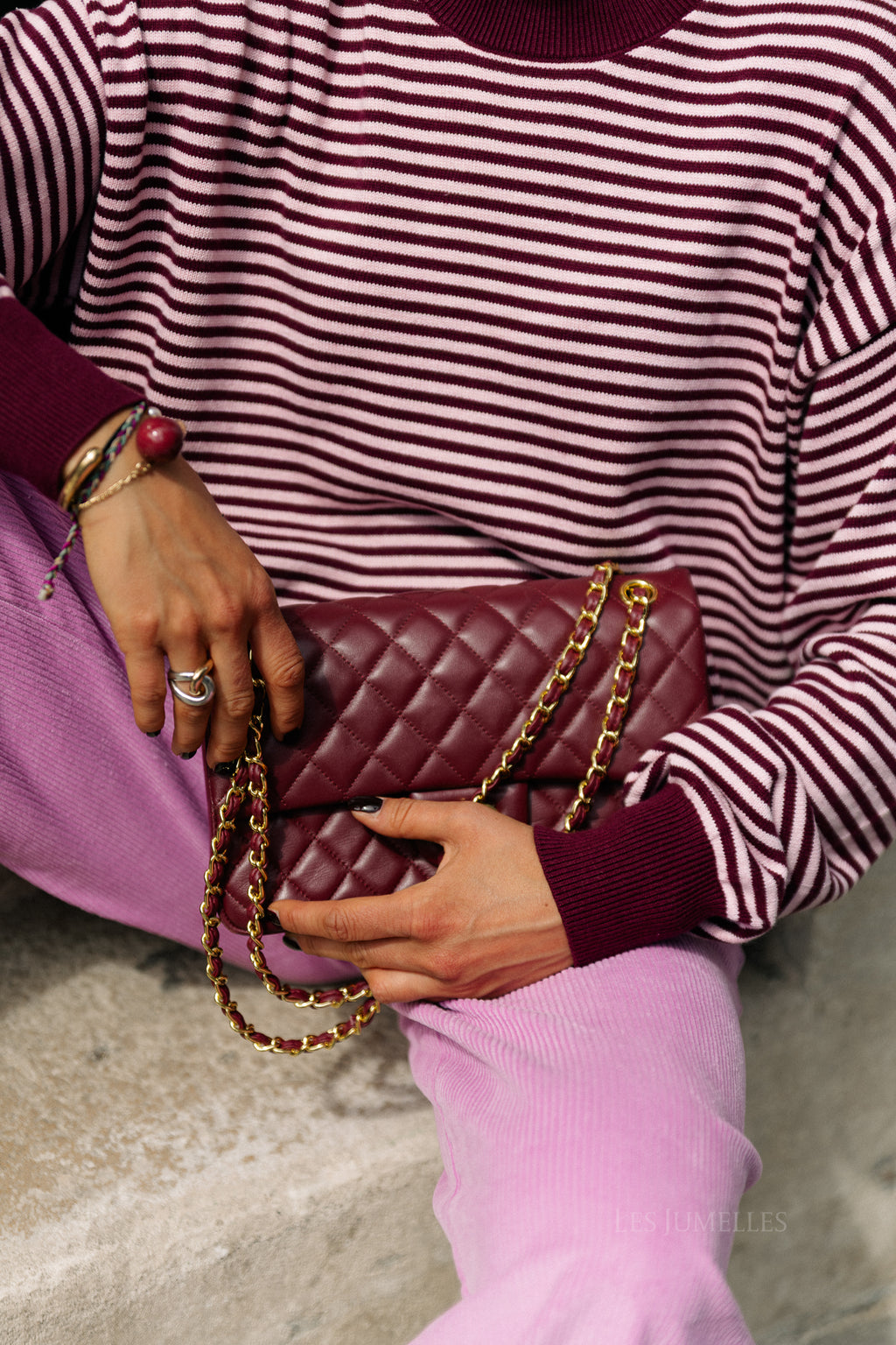 Blake striped jumper aubergine/orchid pink