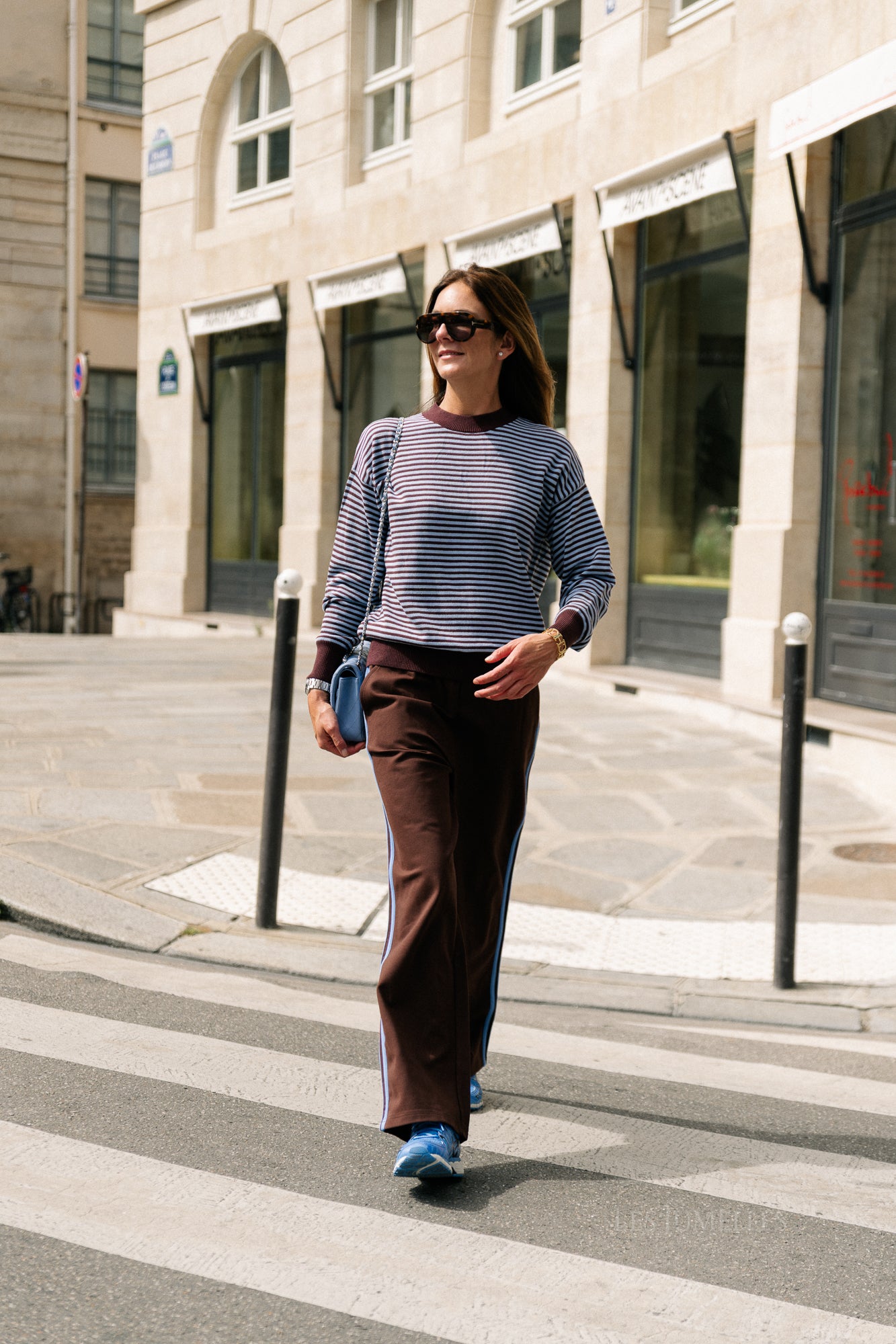 Blake striped jumper chocolate brown/light blue