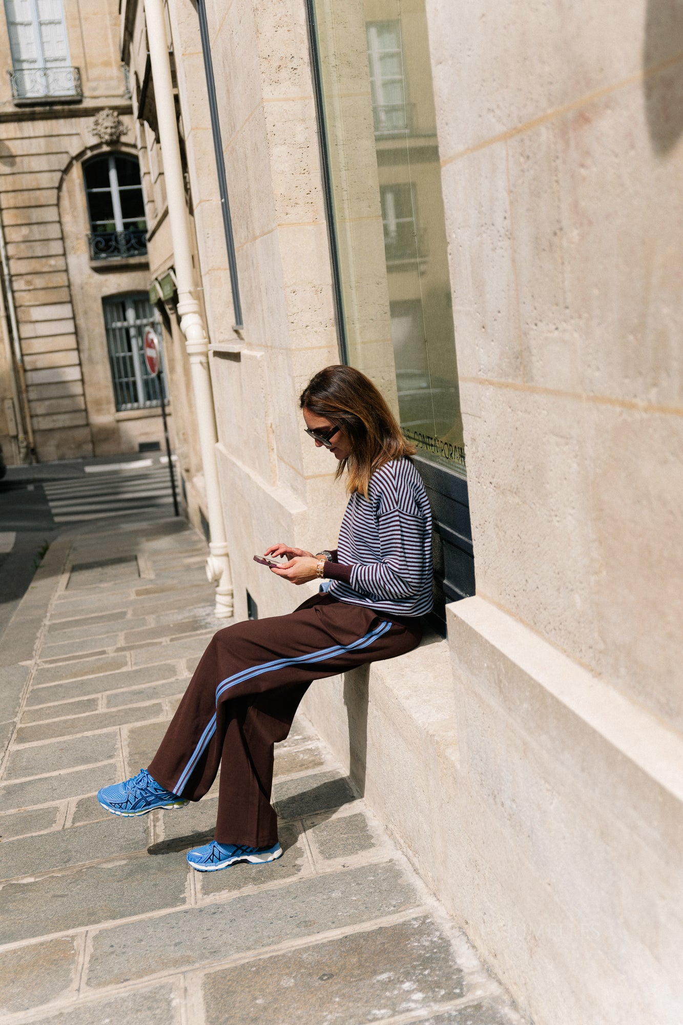 Blake striped jumper chocolate brown/light blue