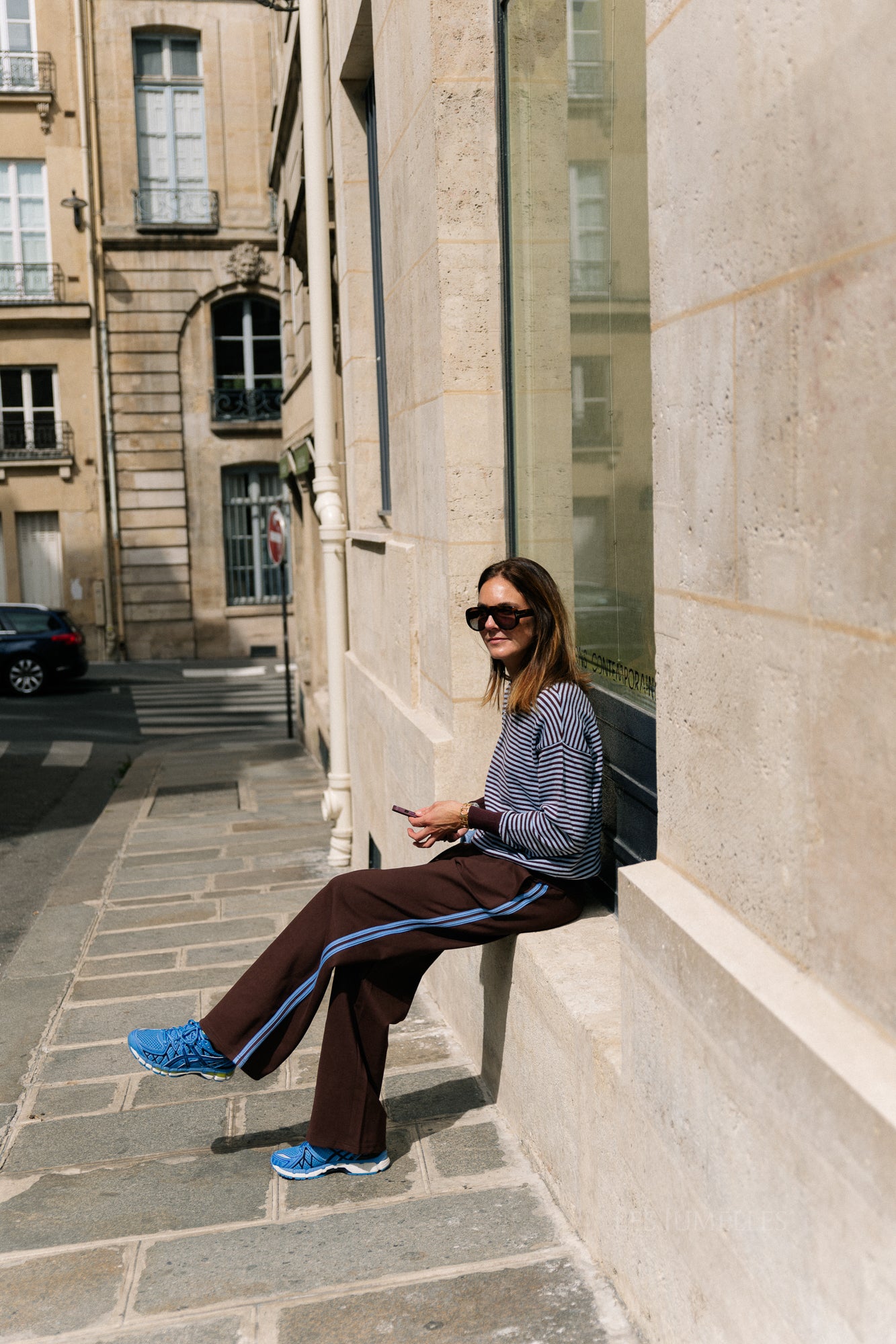 Pull rayé Blake marron chocolat/bleu clair