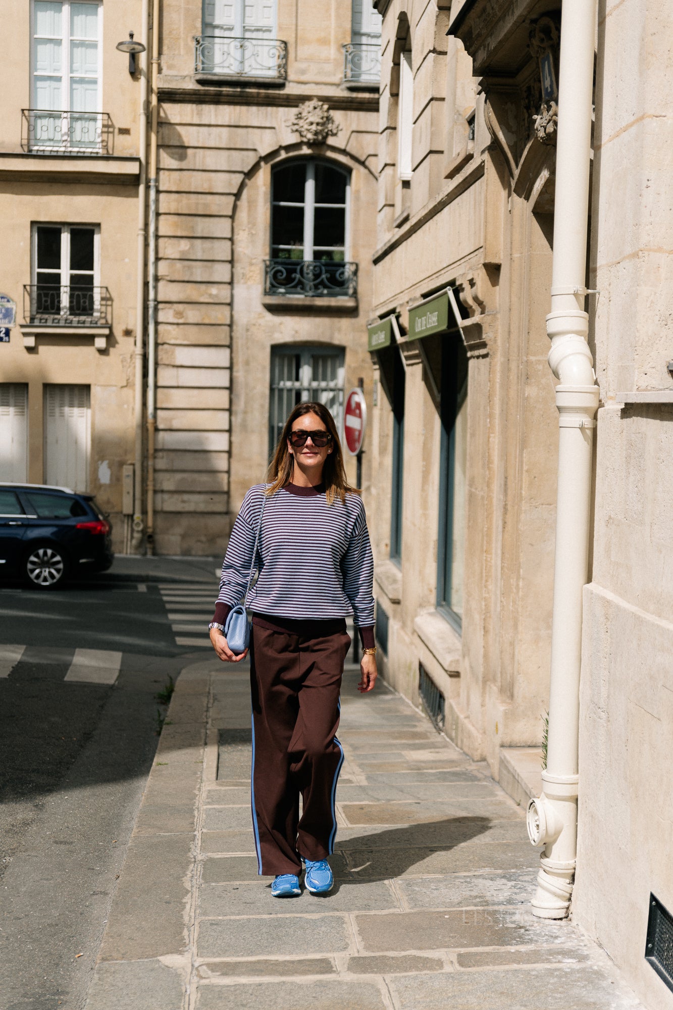 Pull rayé Blake marron chocolat/bleu clair