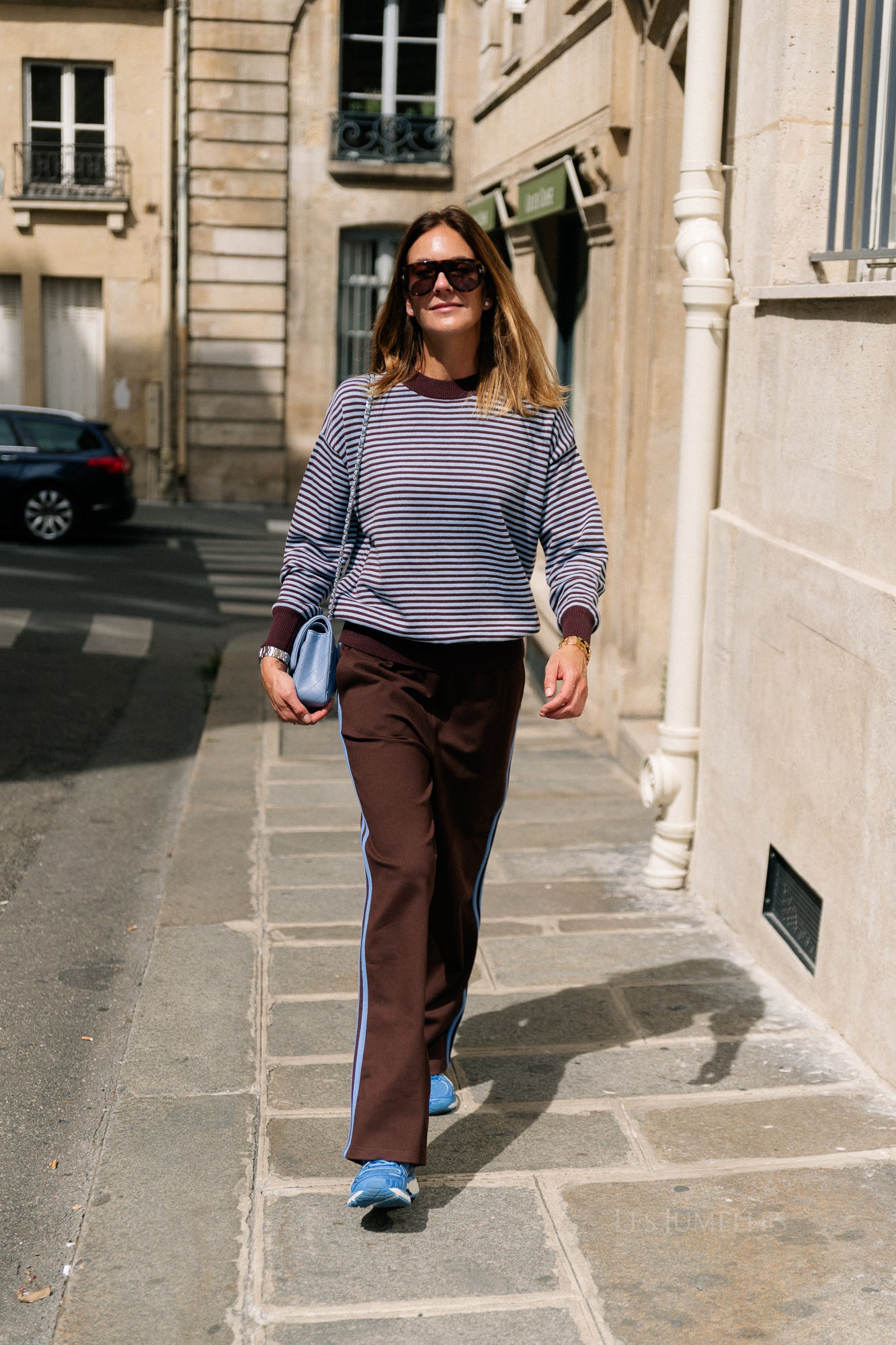 Blake striped jumper chocolate brown/light blue