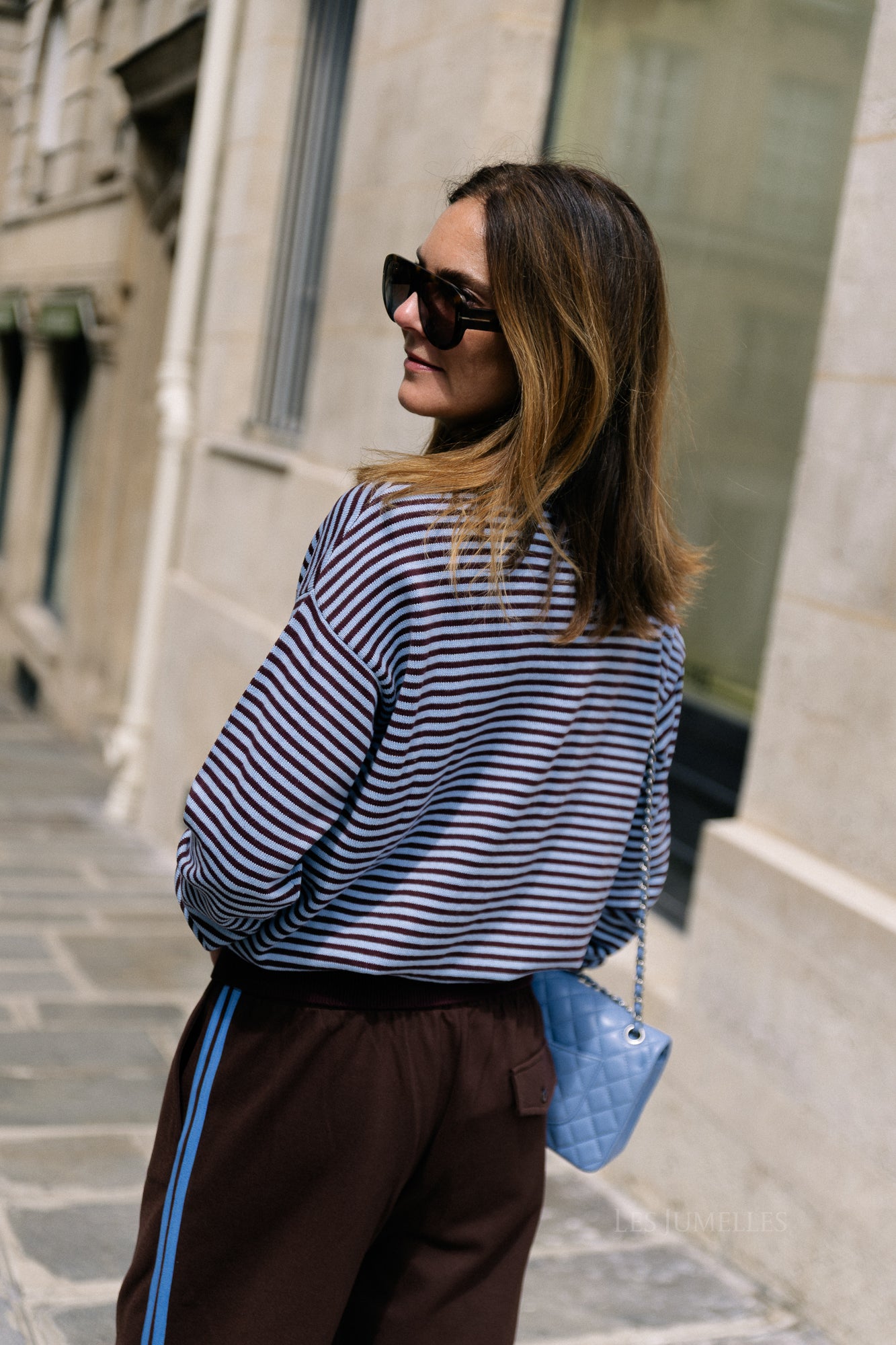 Blake striped jumper chocolate brown/light blue