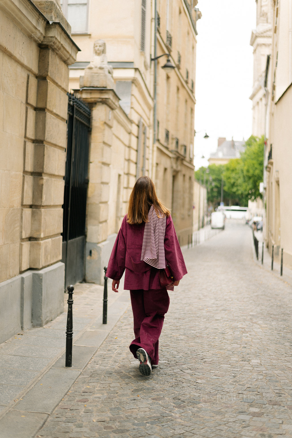 Écharpe rayée Blake aubergine/rose orchidée