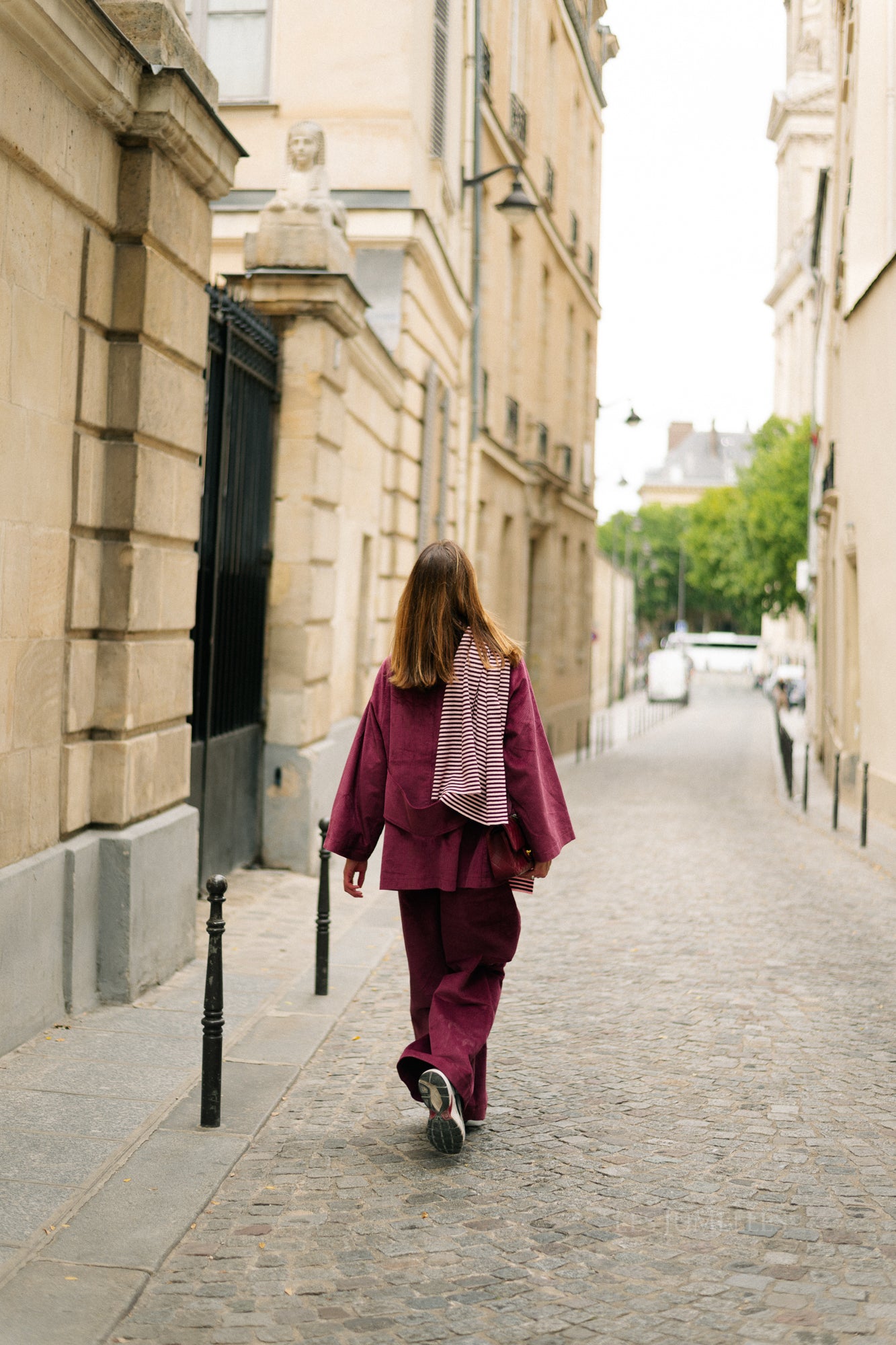 Écharpe rayée Blake aubergine/rose orchidée