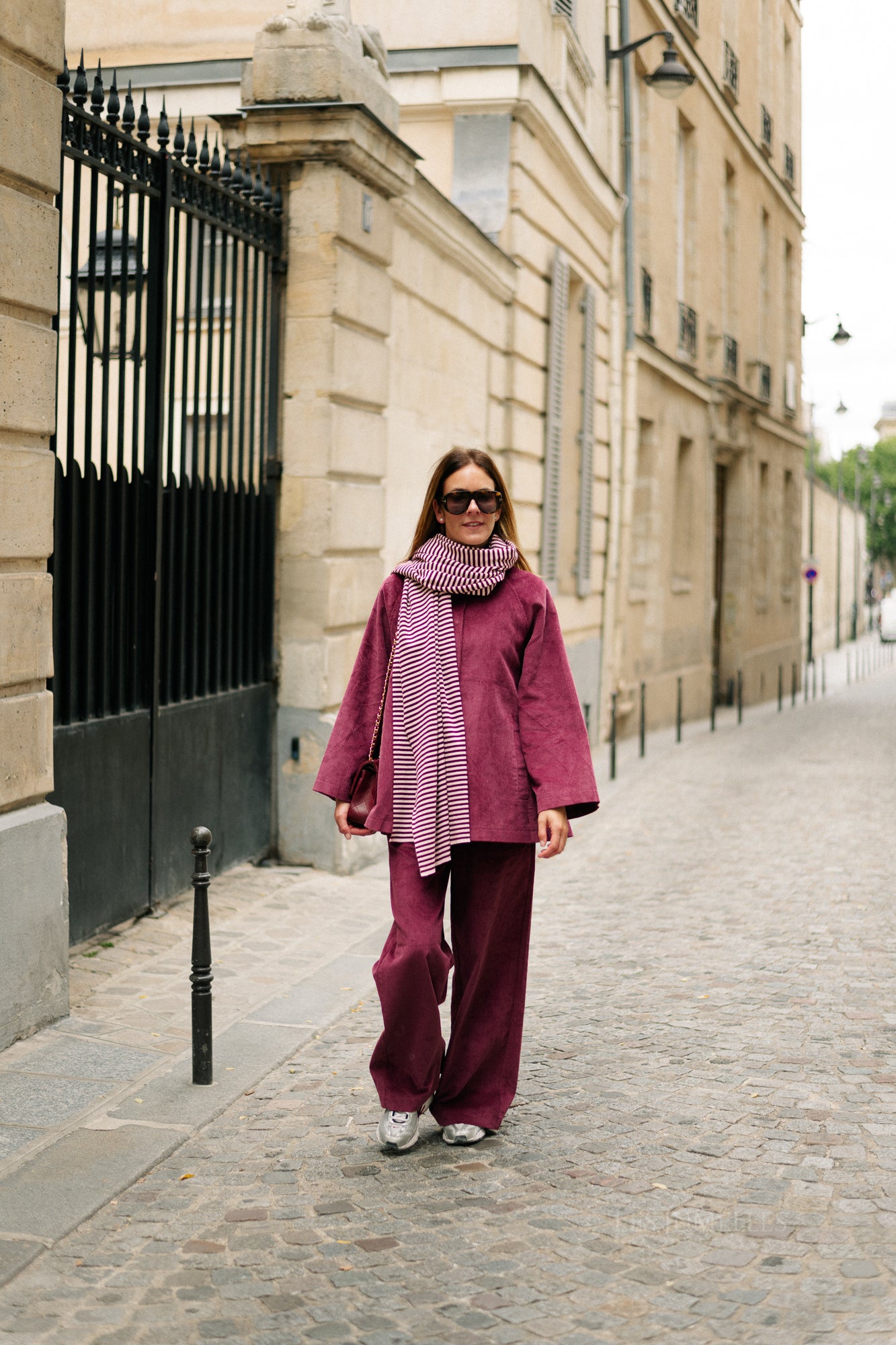 Écharpe rayée Blake aubergine/rose orchidée