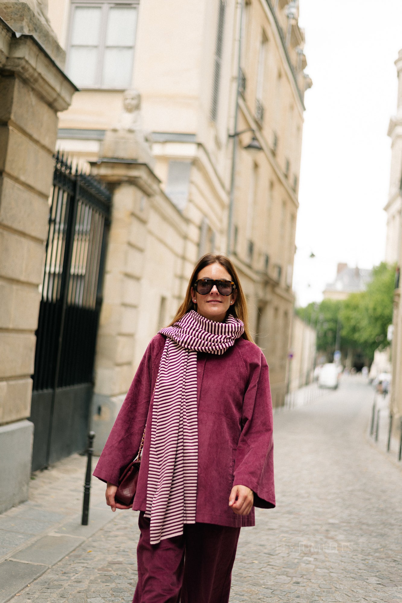 Écharpe rayée Blake aubergine/rose orchidée