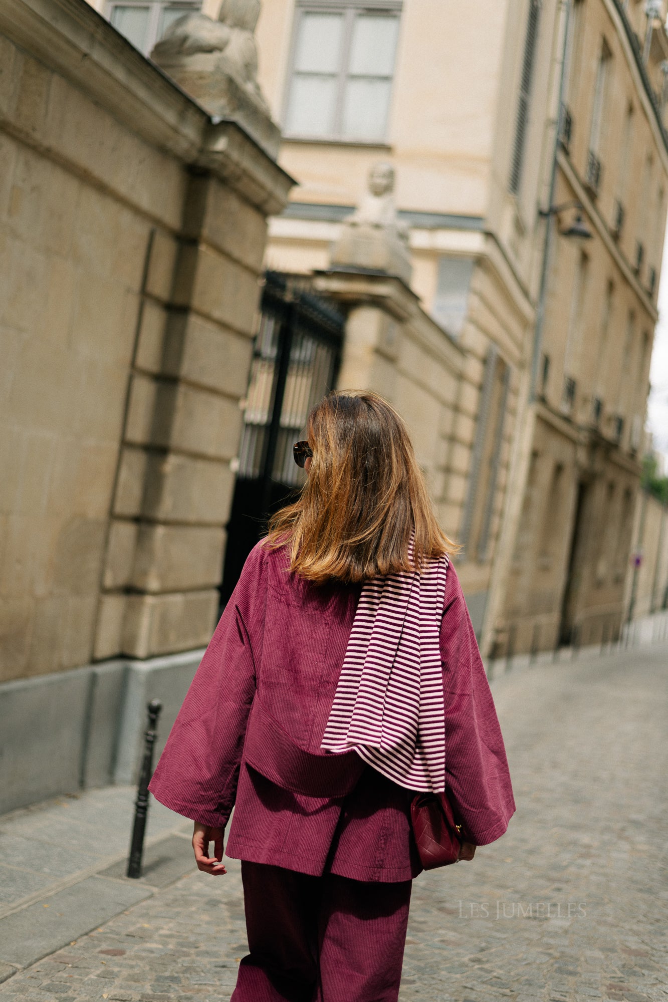 Écharpe rayée Blake aubergine/rose orchidée