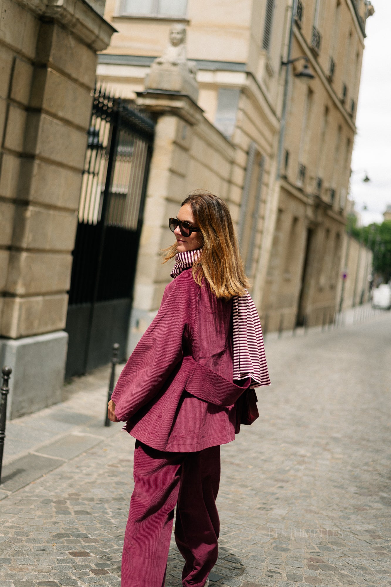Écharpe rayée Blake aubergine/rose orchidée