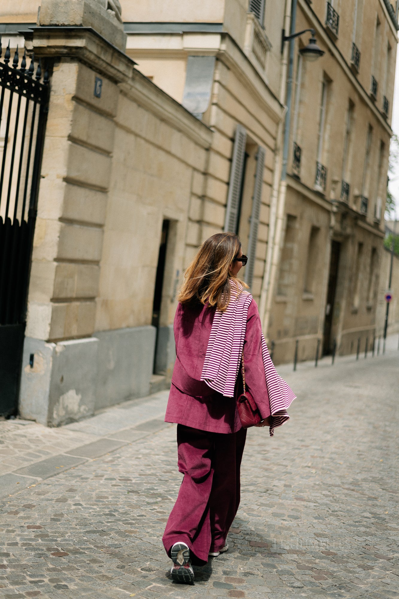 Écharpe rayée Blake aubergine/rose orchidée