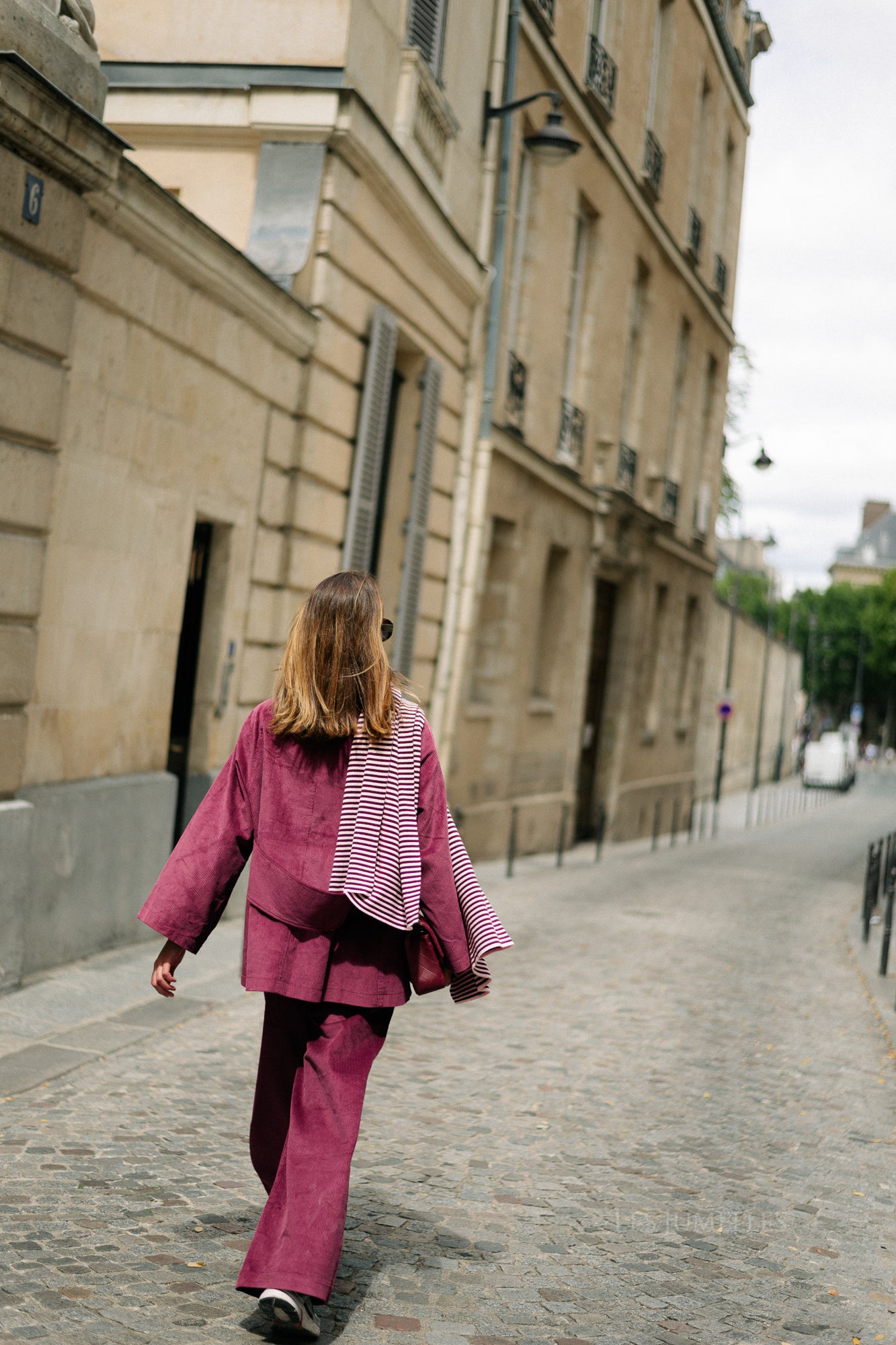 Écharpe rayée Blake aubergine/rose orchidée