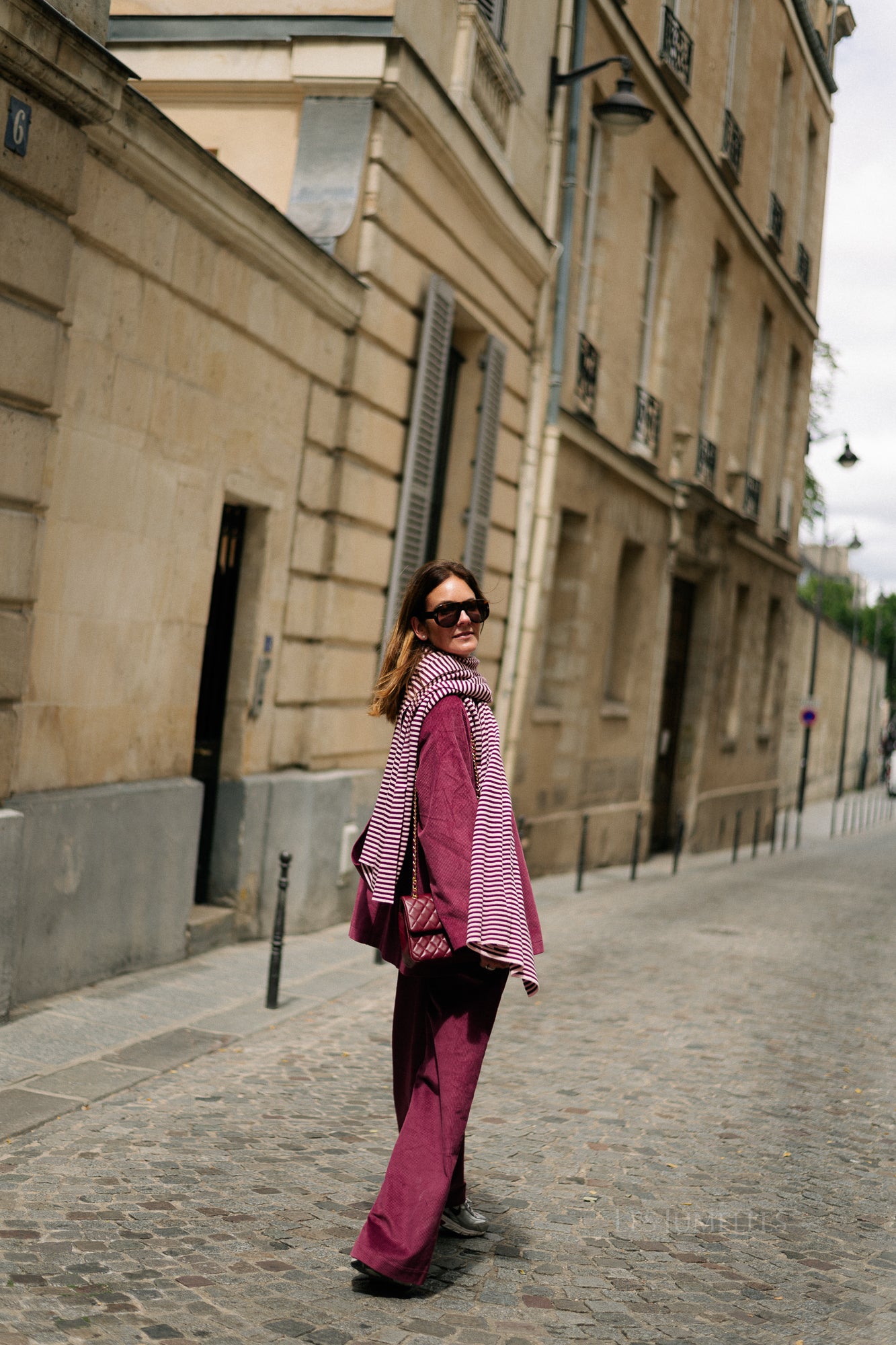 Écharpe rayée Blake aubergine/rose orchidée