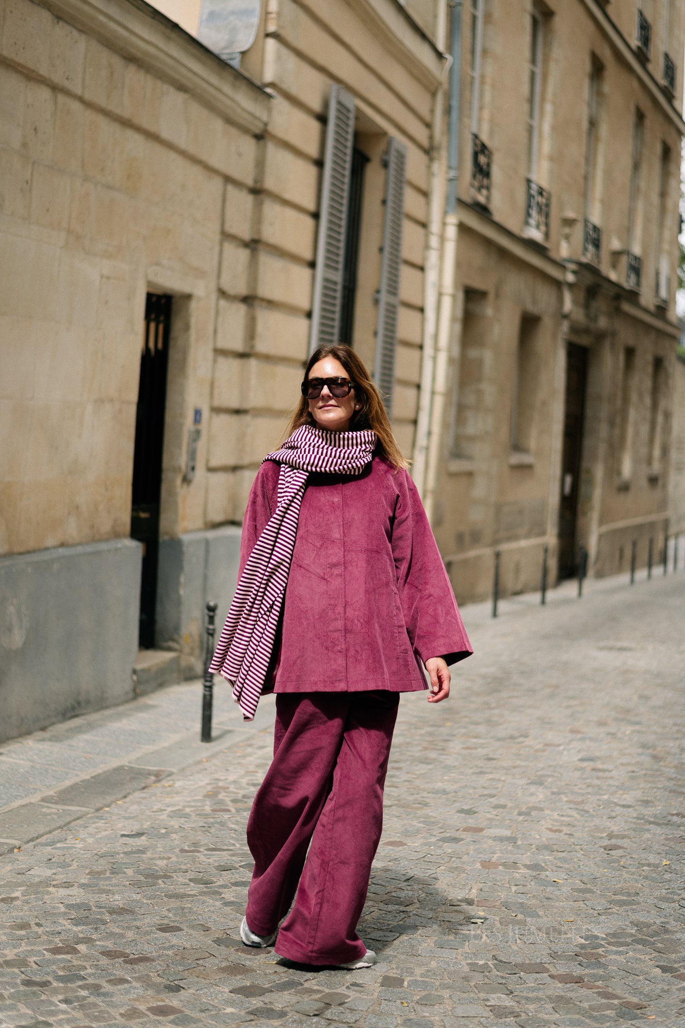 Écharpe rayée Blake aubergine/rose orchidée
