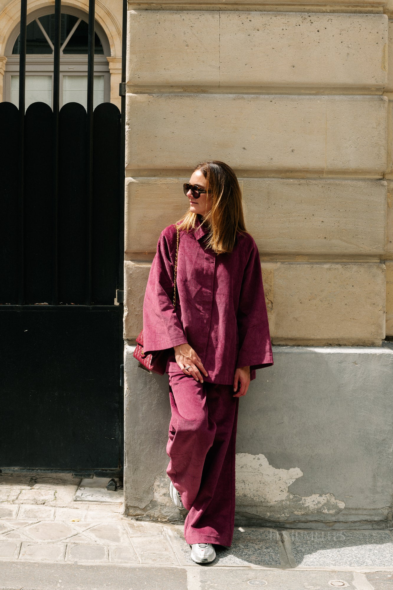 Norma wide velvet pants aubergine