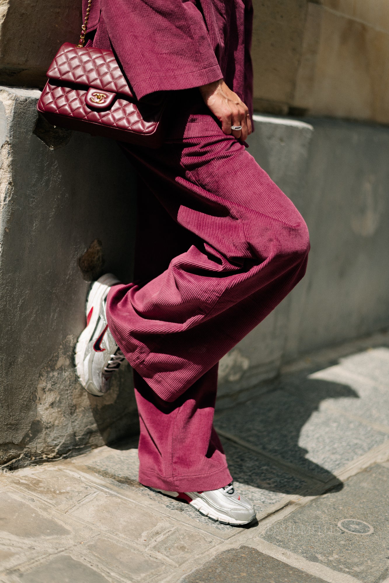 Norma wide velvet pants aubergine