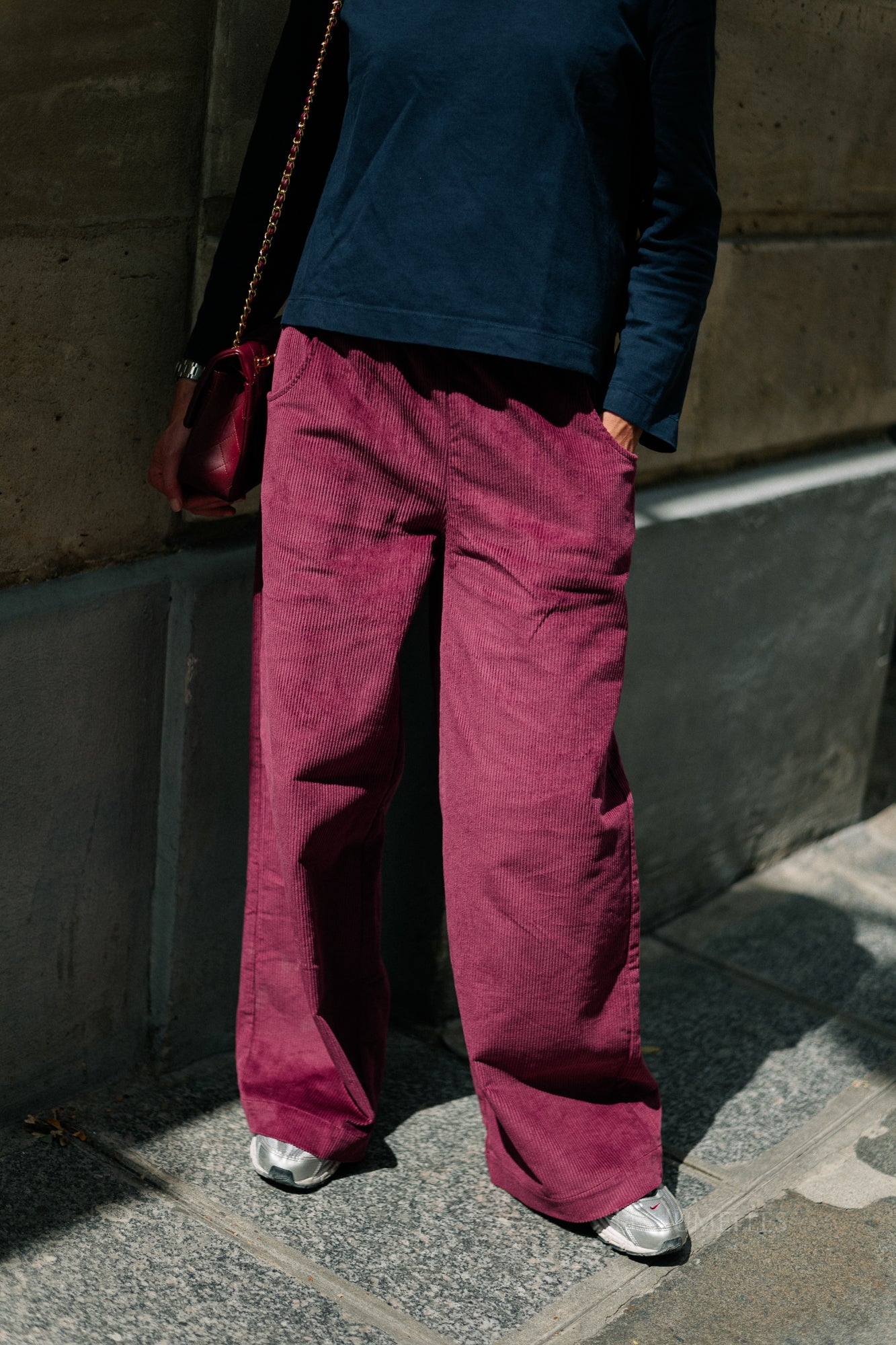 Norma wide velvet pants aubergine