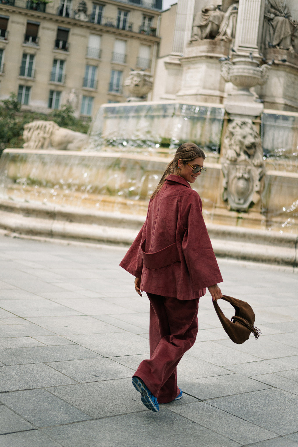 Norma wide velvet pants brick