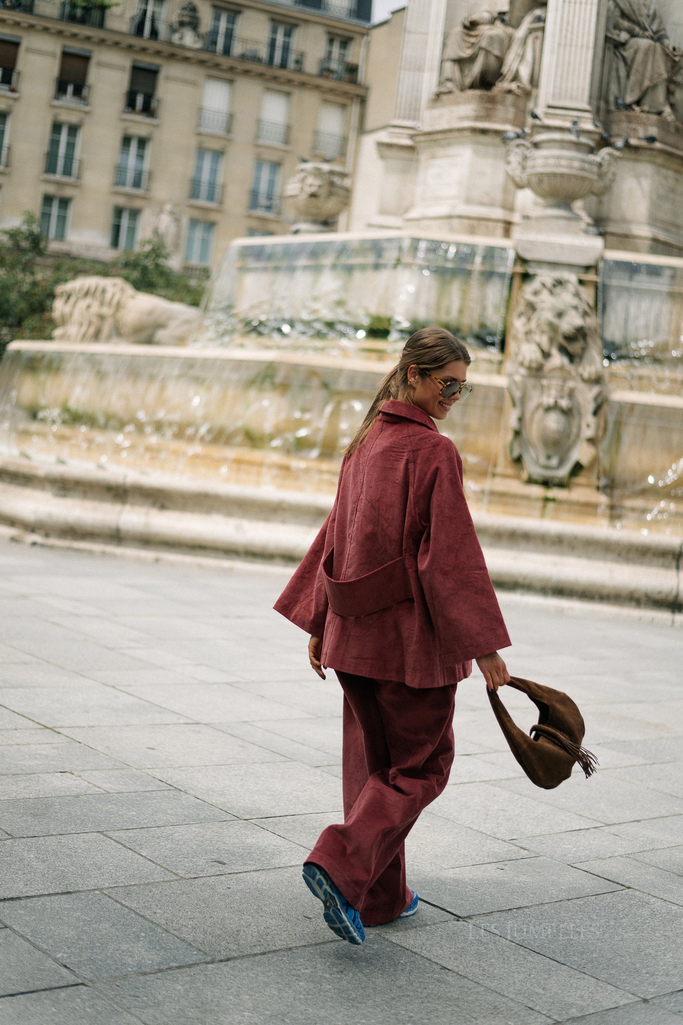 Norma wide velvet pants brick