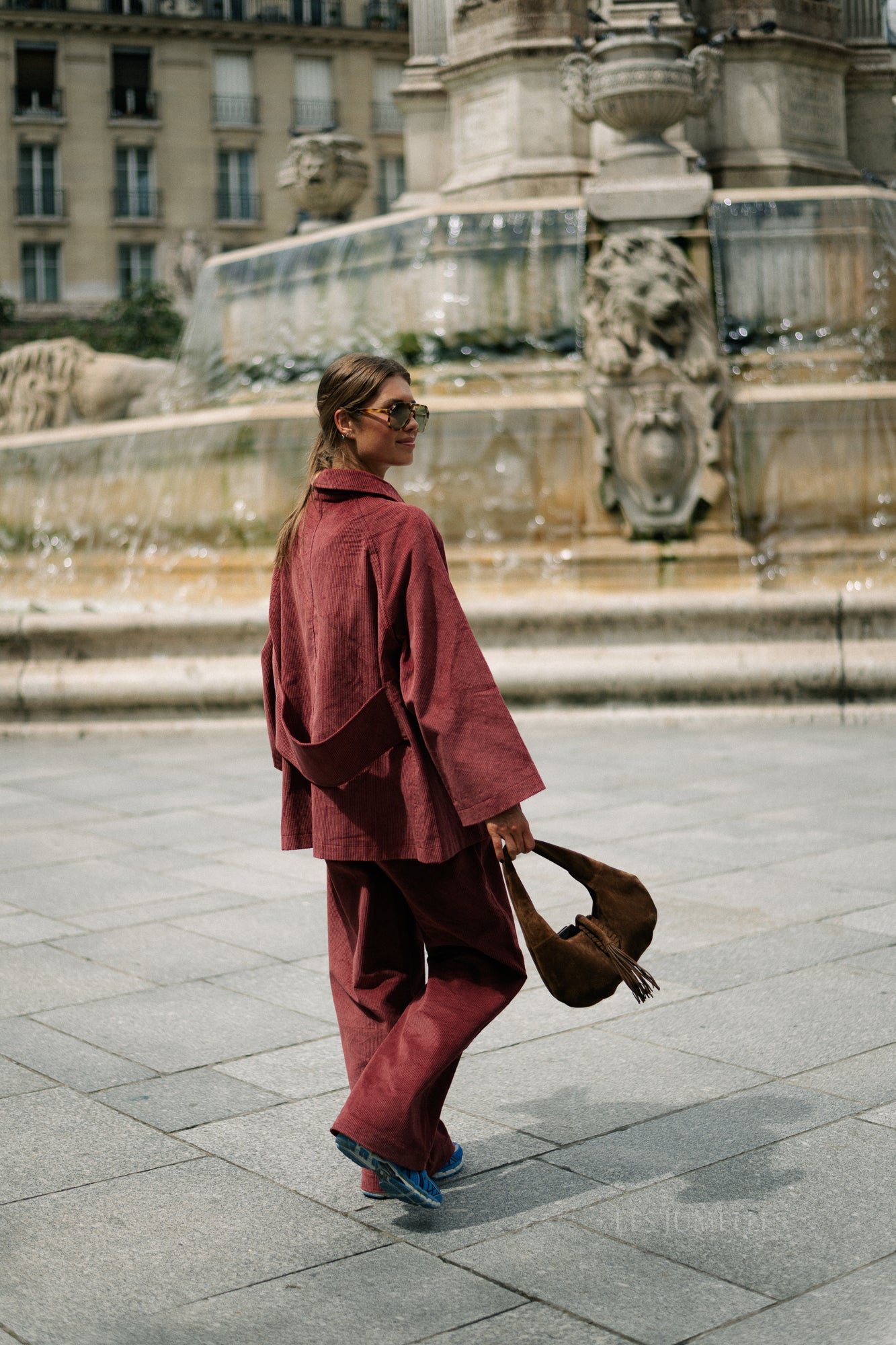 Norma wide velvet pants brick