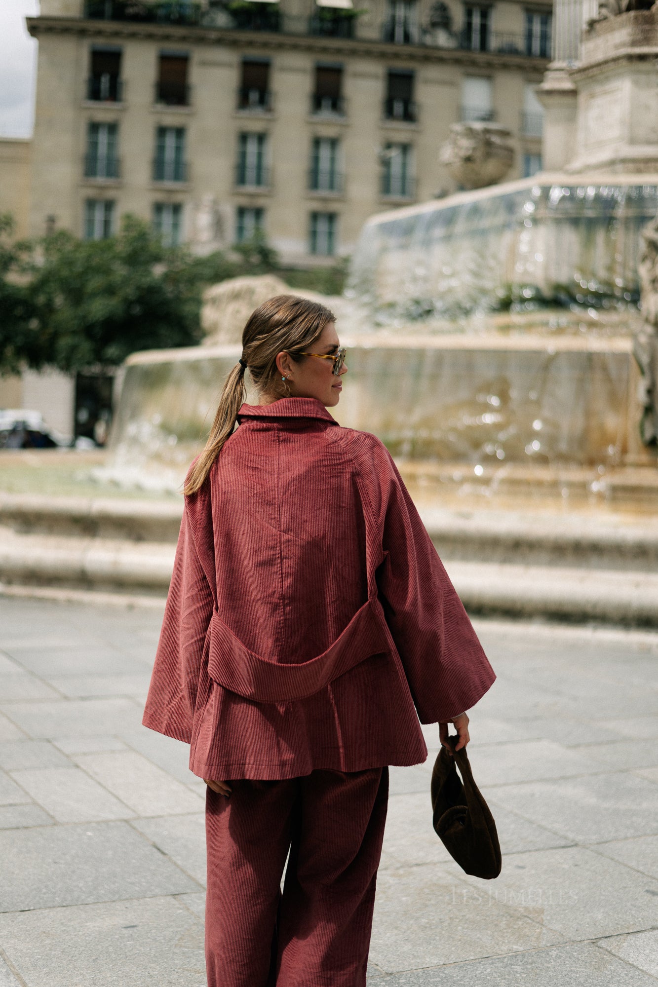 Norma wide velvet pants brick