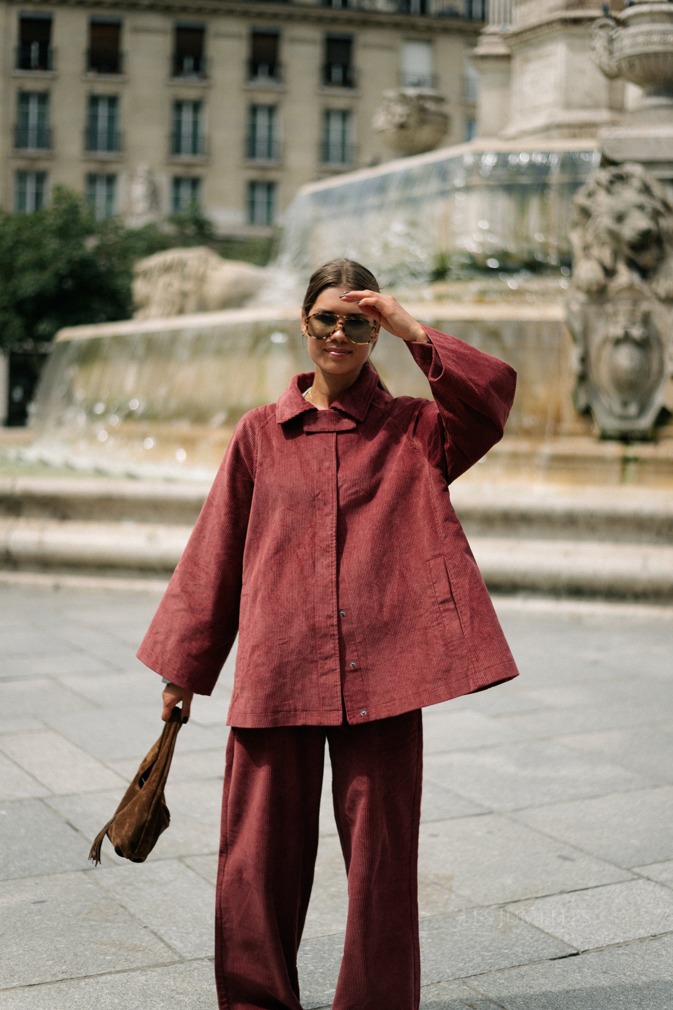 Norma wide velvet pants brick