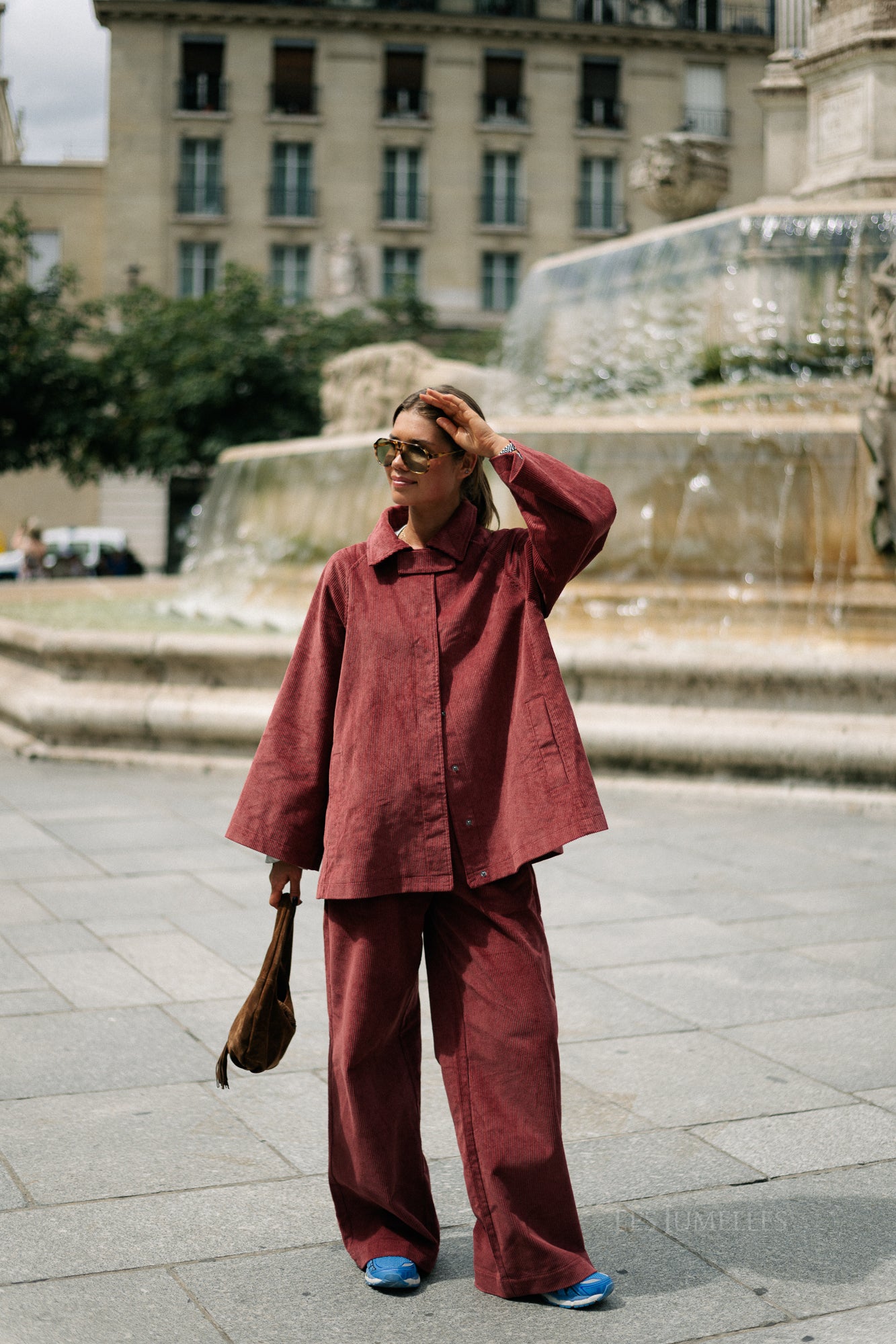 Norma wide velvet pants brick