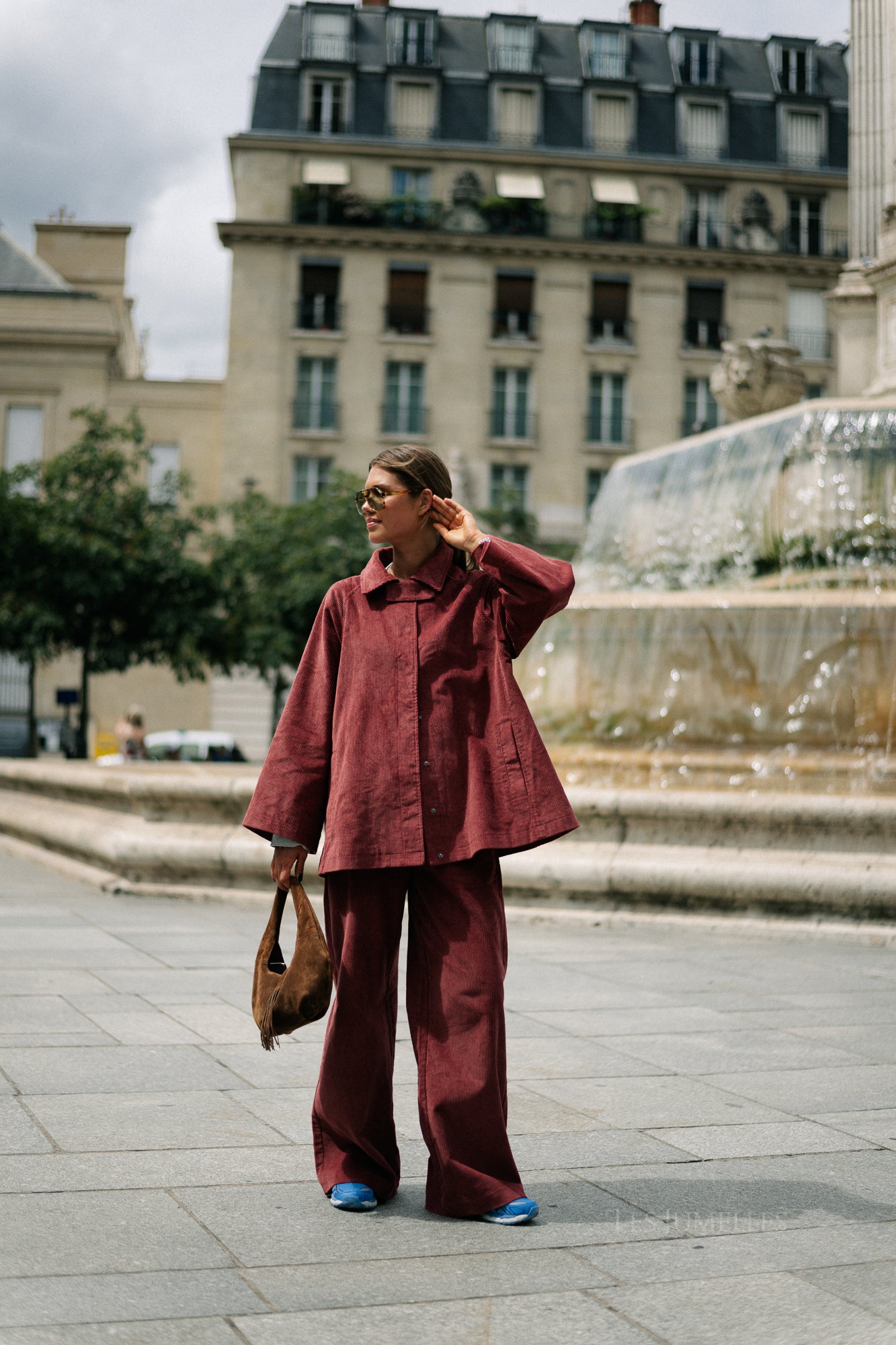 Norma wide velvet pants brick