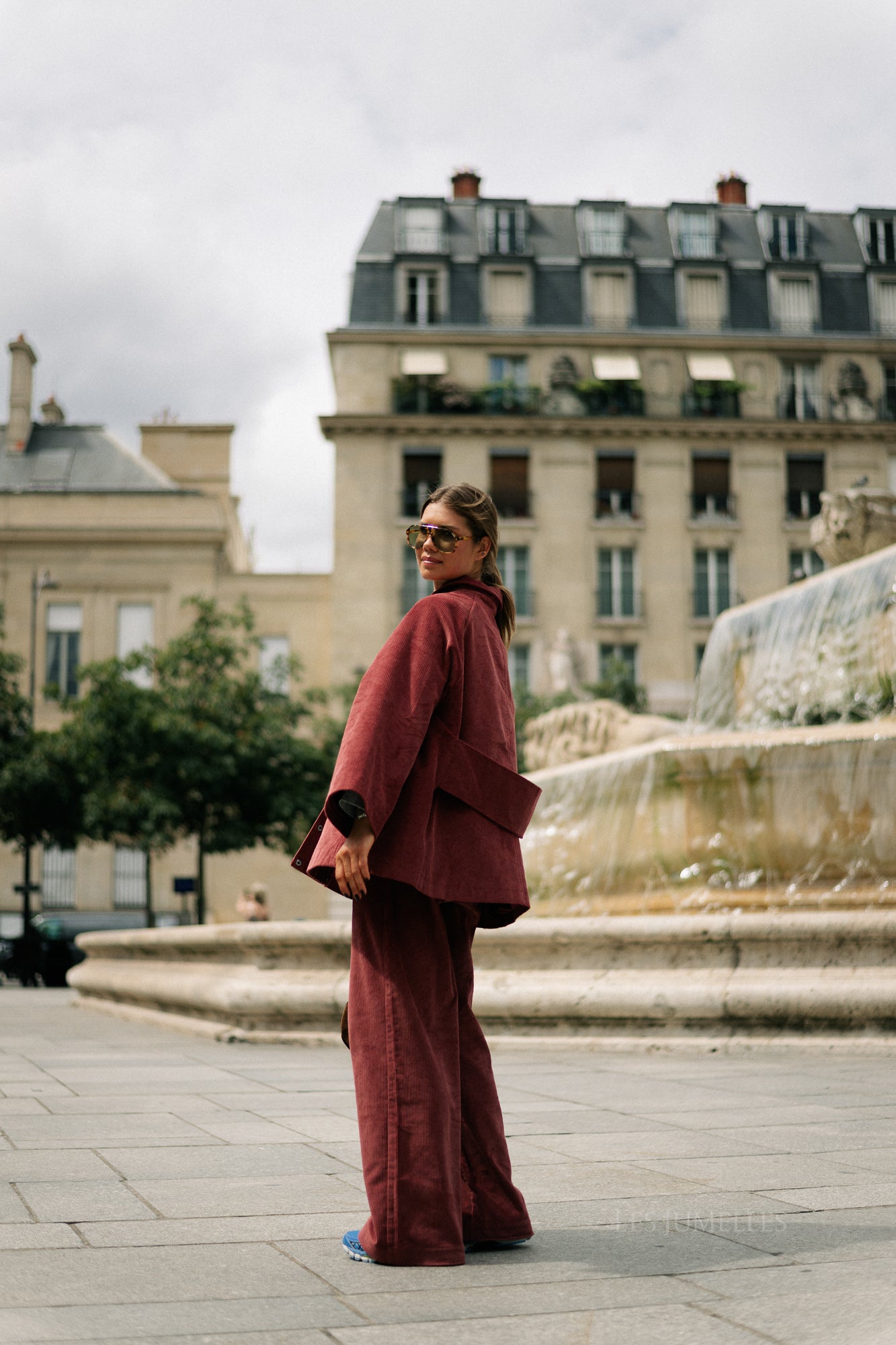 Norma wide velvet pants brick