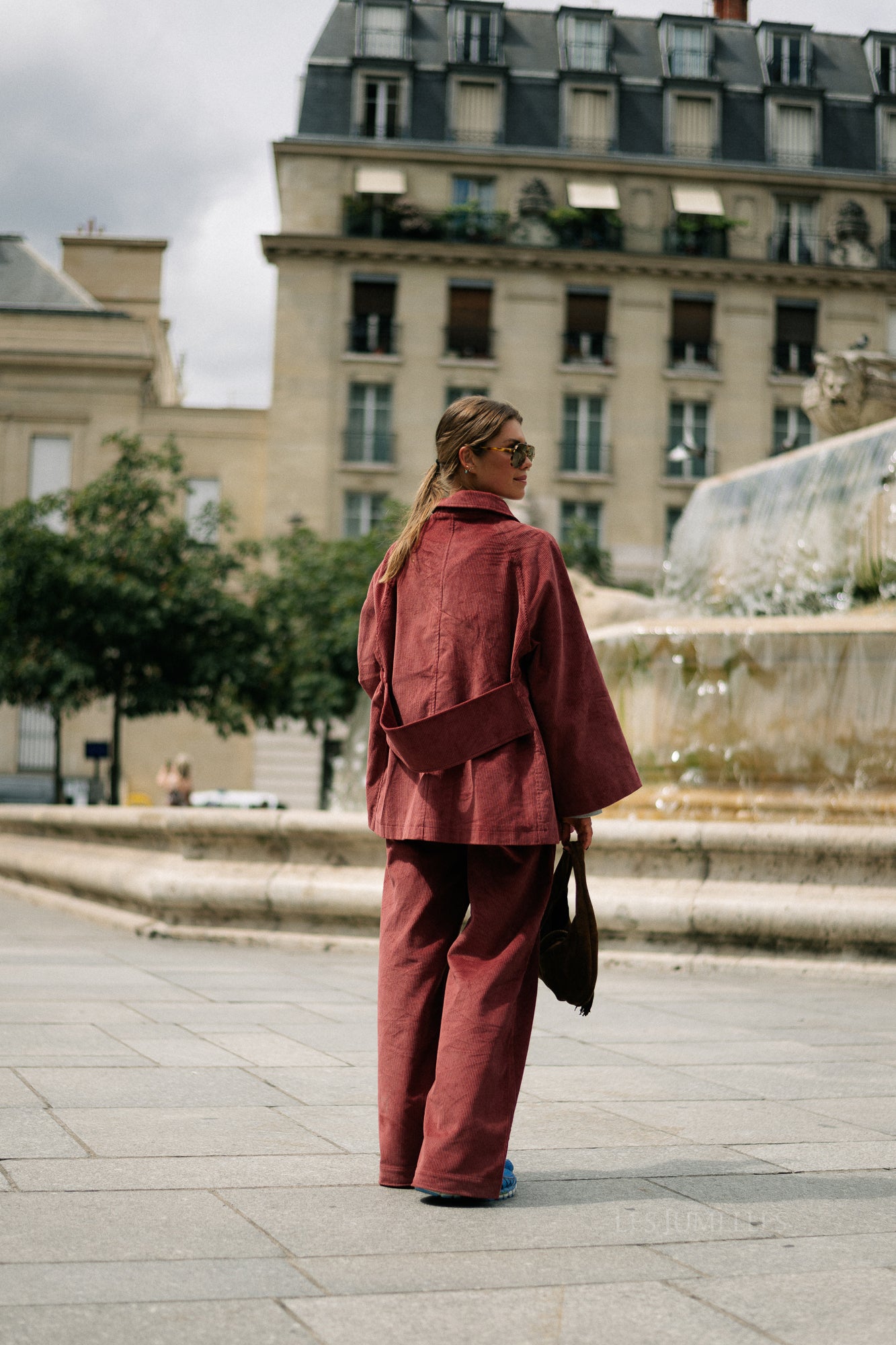 Norma wide velvet pants brick