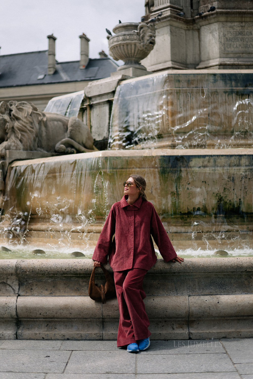 Norma wide velvet pants brick