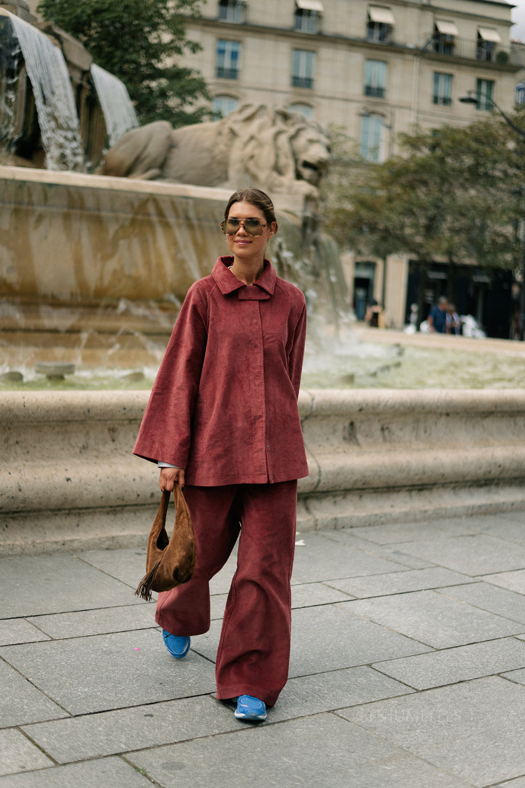 Norma wide velvet pants brick
