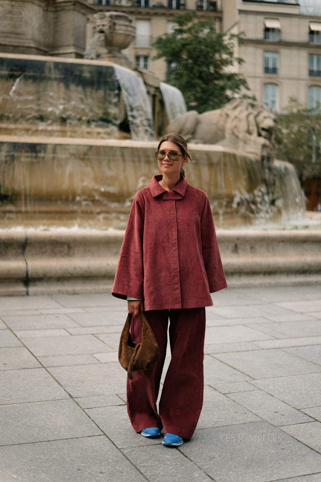 Norma wide velvet pants brick