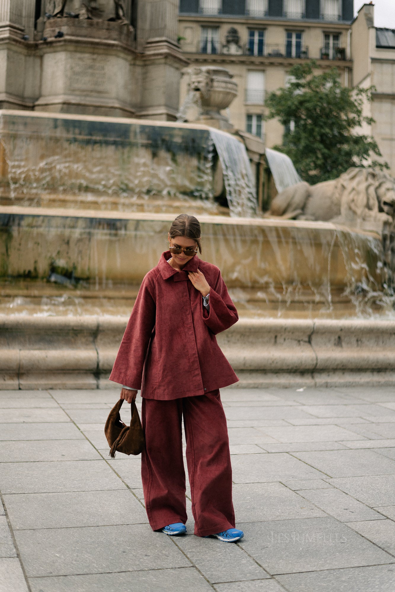 Norma wide velvet pants brick