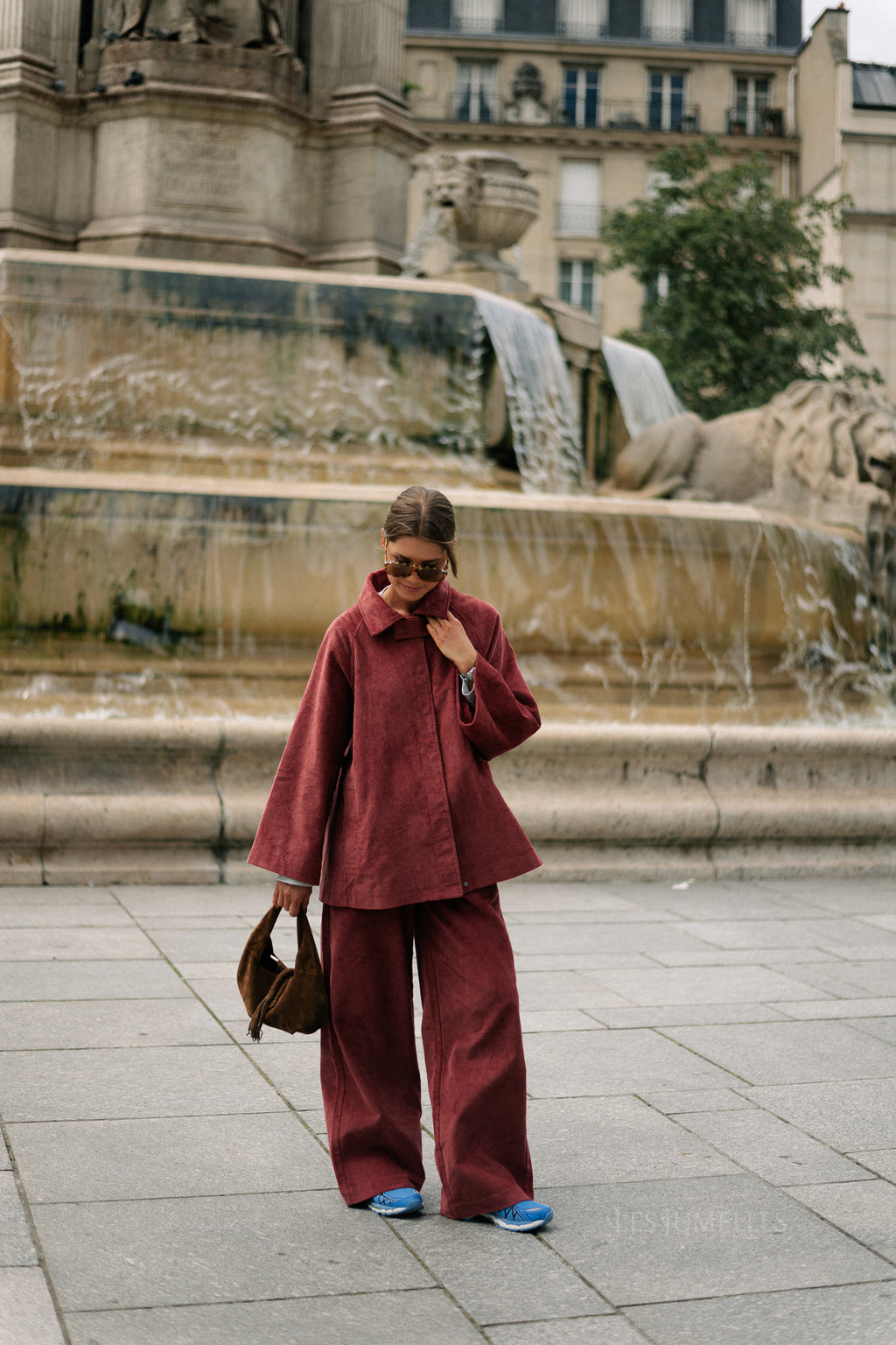 Norma wide velvet pants brick