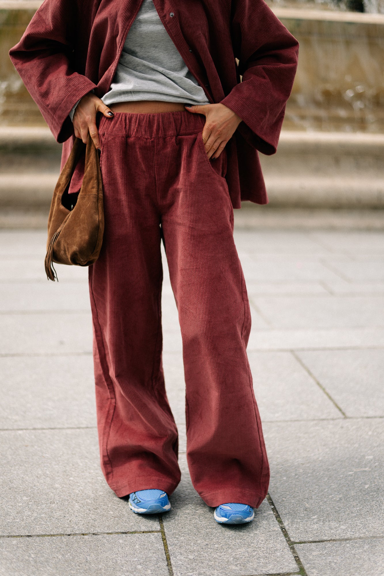 Norma wide velvet pants brick