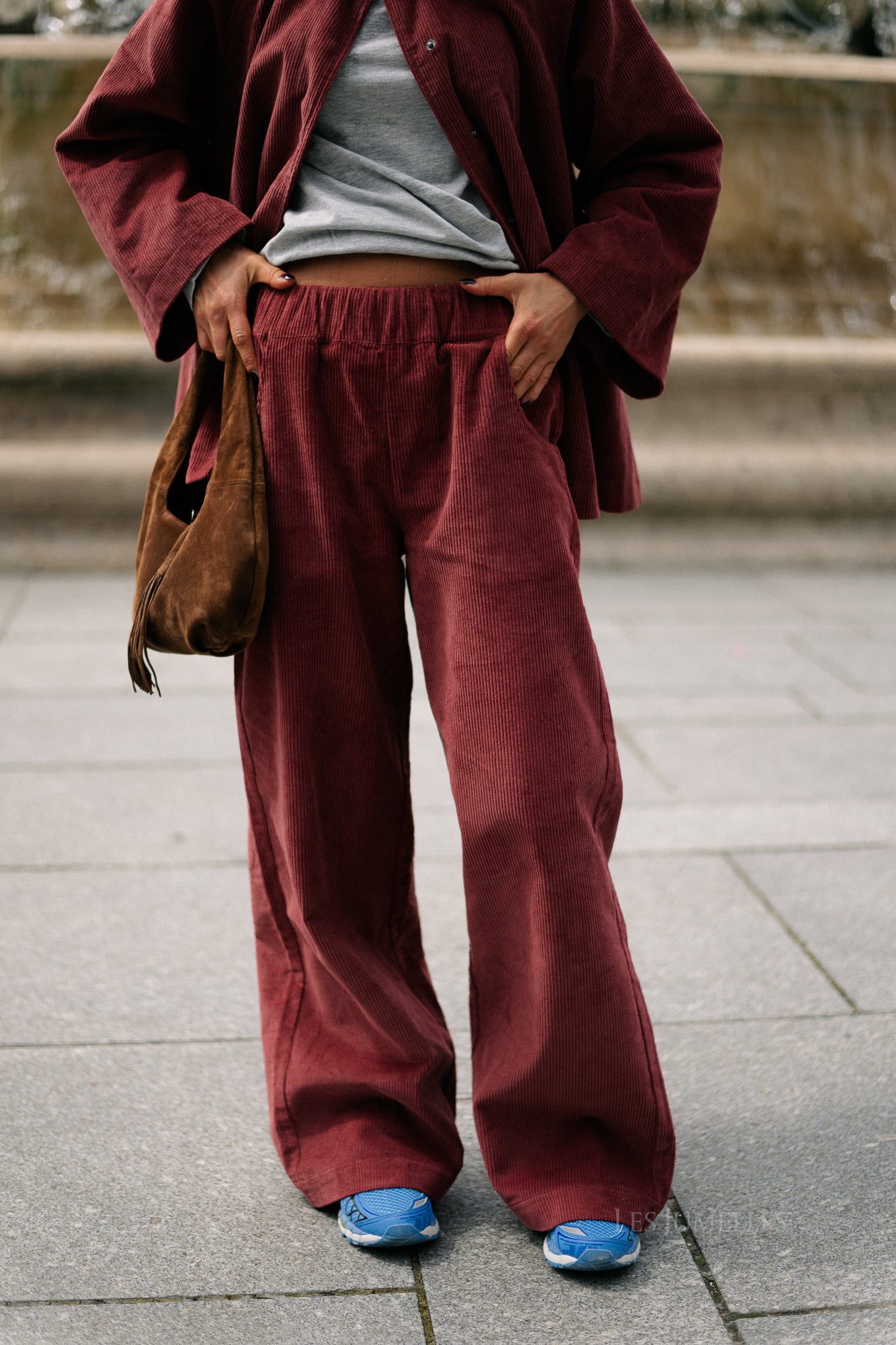 Norma wide velvet pants brick