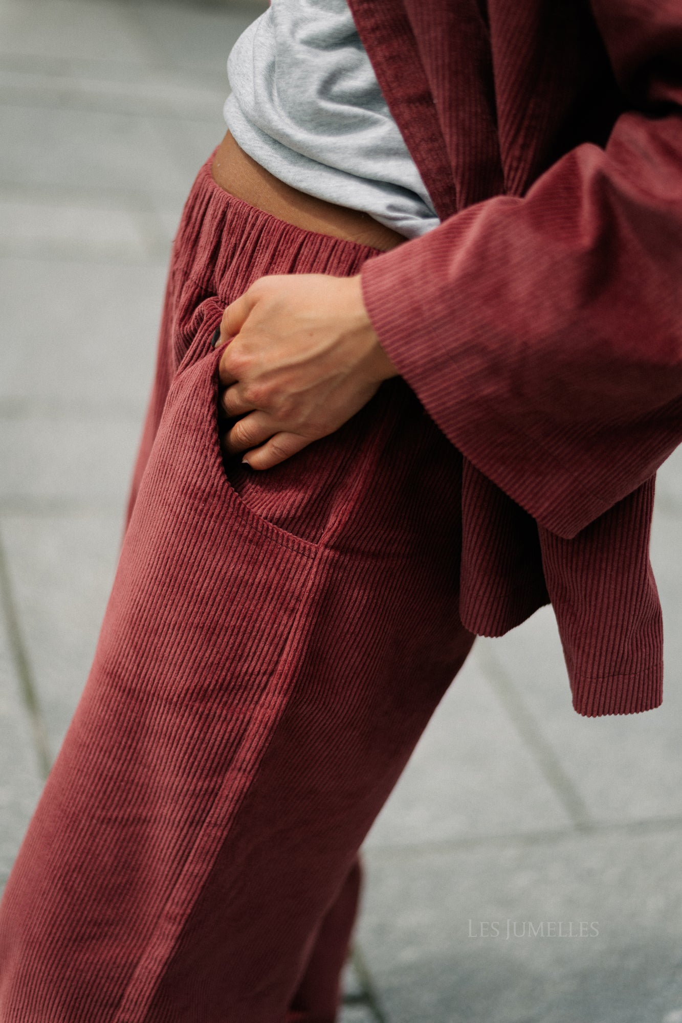 Norma wide velvet pants brick